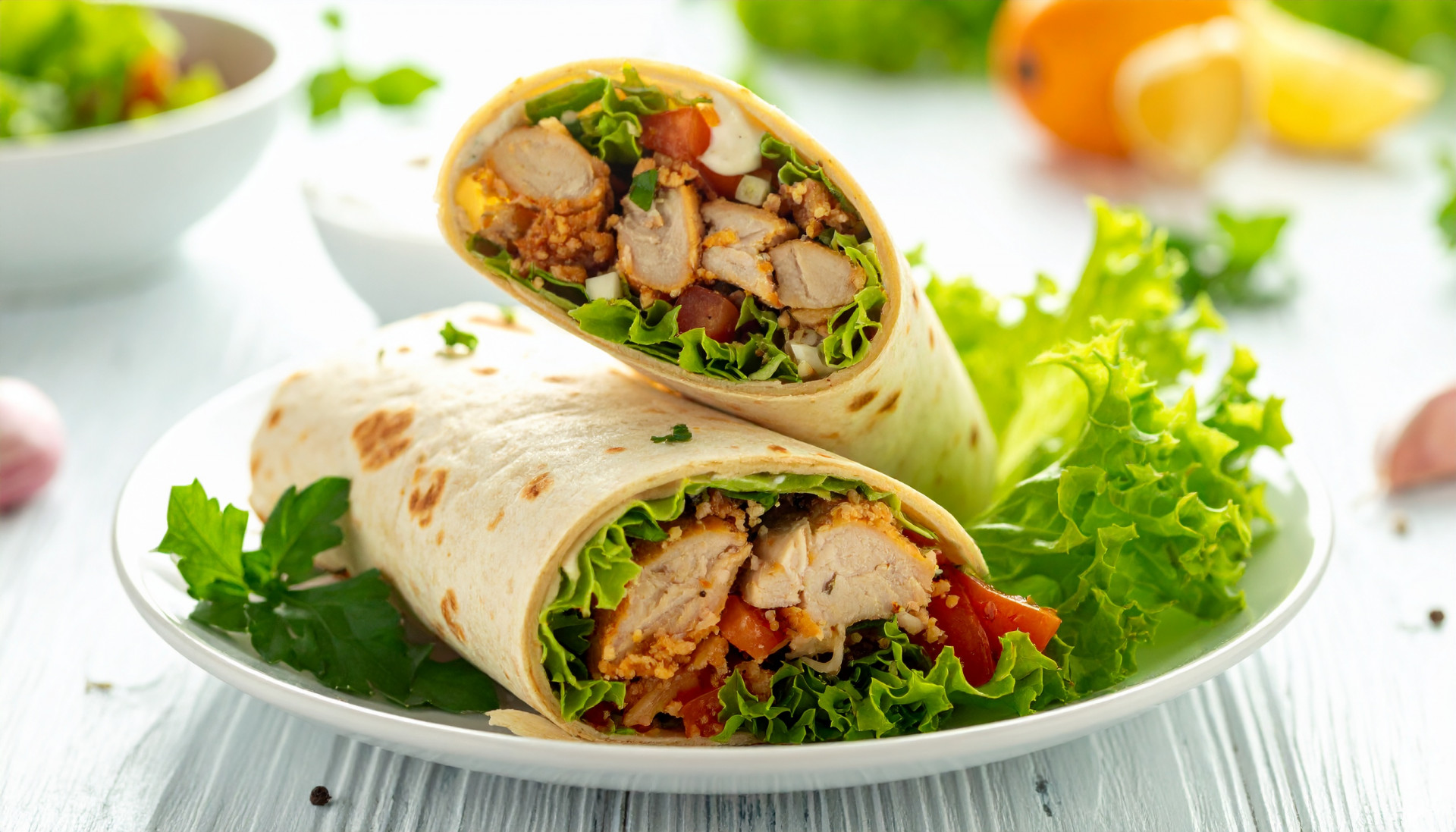 Crispy Chicken Wrap Creamy Garlic Sauce