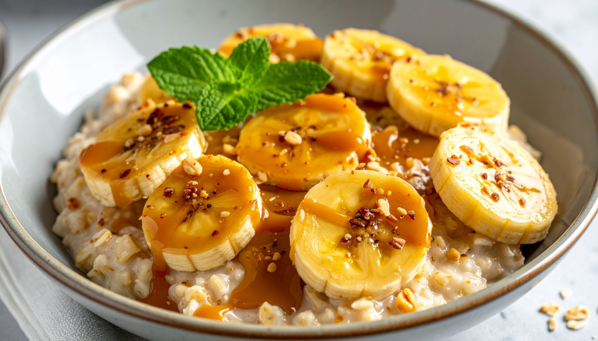 Caramelized Banana Protein Oats PB Drizzle