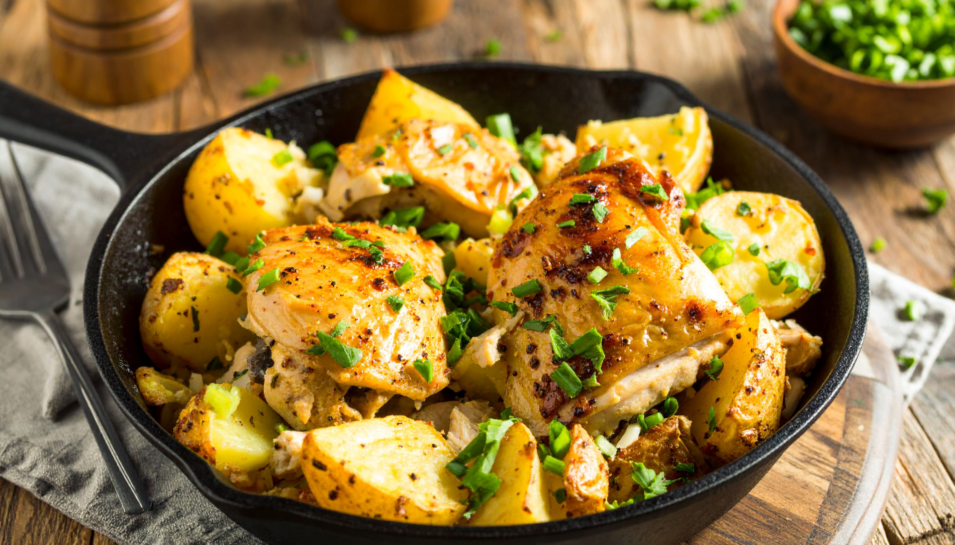 Loaded Chicken Potato Skillet