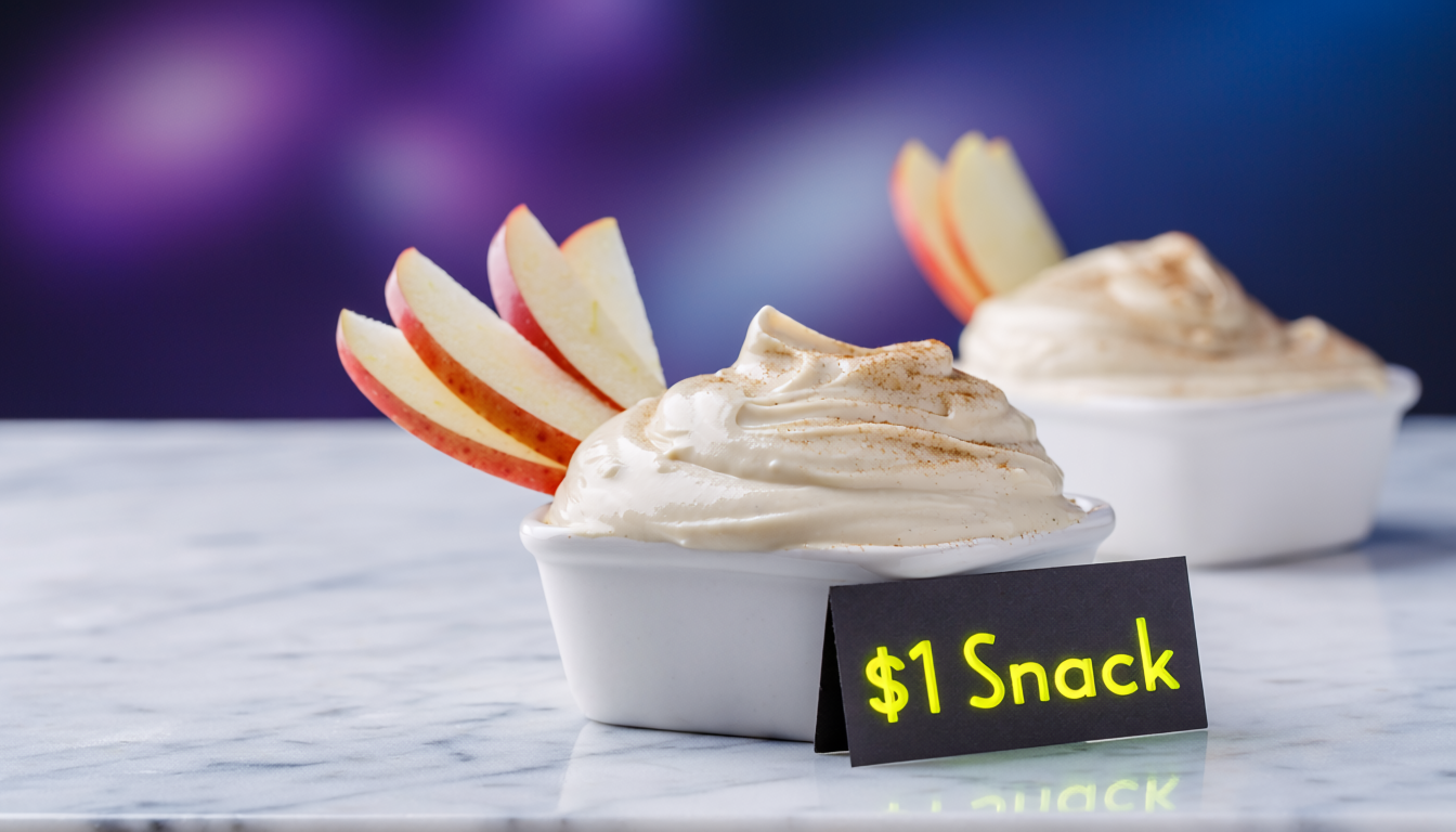 $1 Snack: Cinnamon Roll Protein Dip With Apple Fries