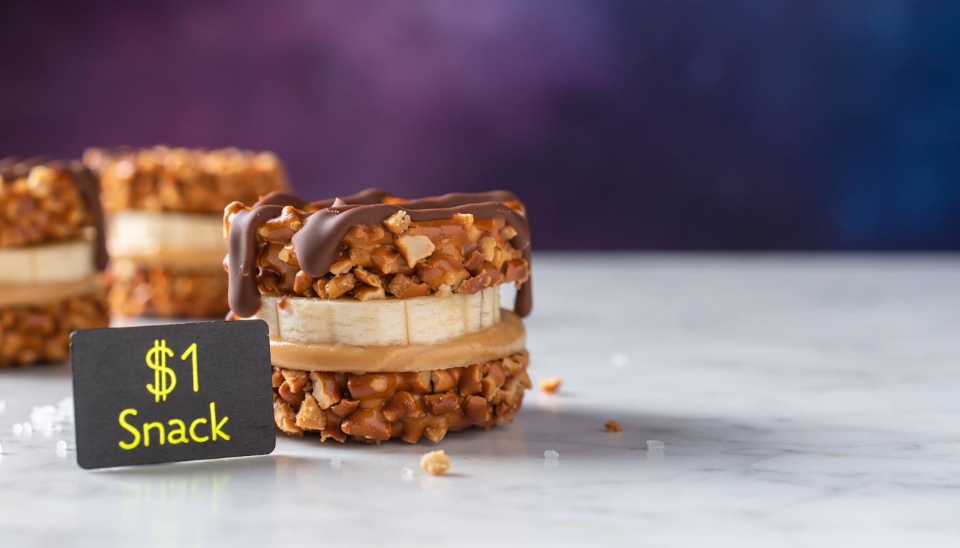 $1 Snack: Peanut Butter Pretzel Banana Sandwich Bites
