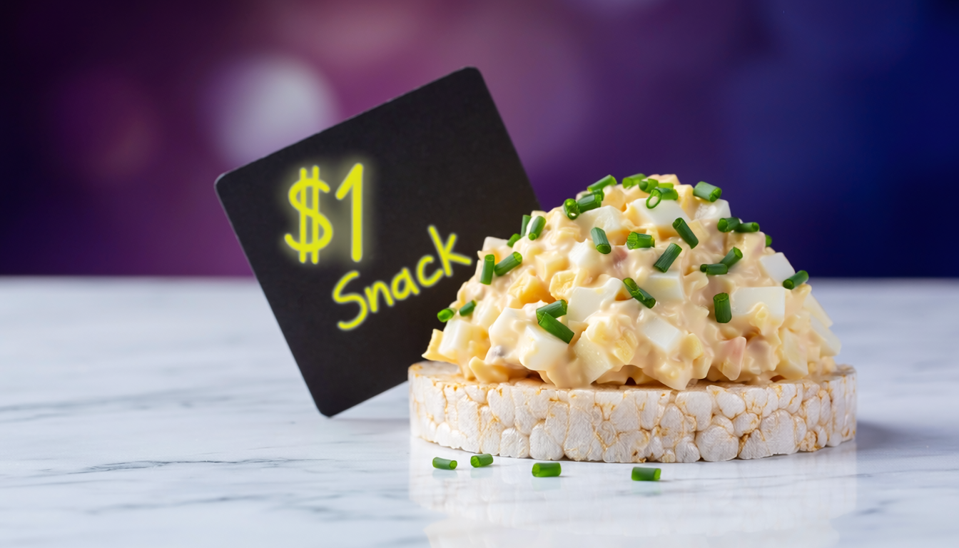 $1 Snack: Loaded Egg Salad Rice Cakes