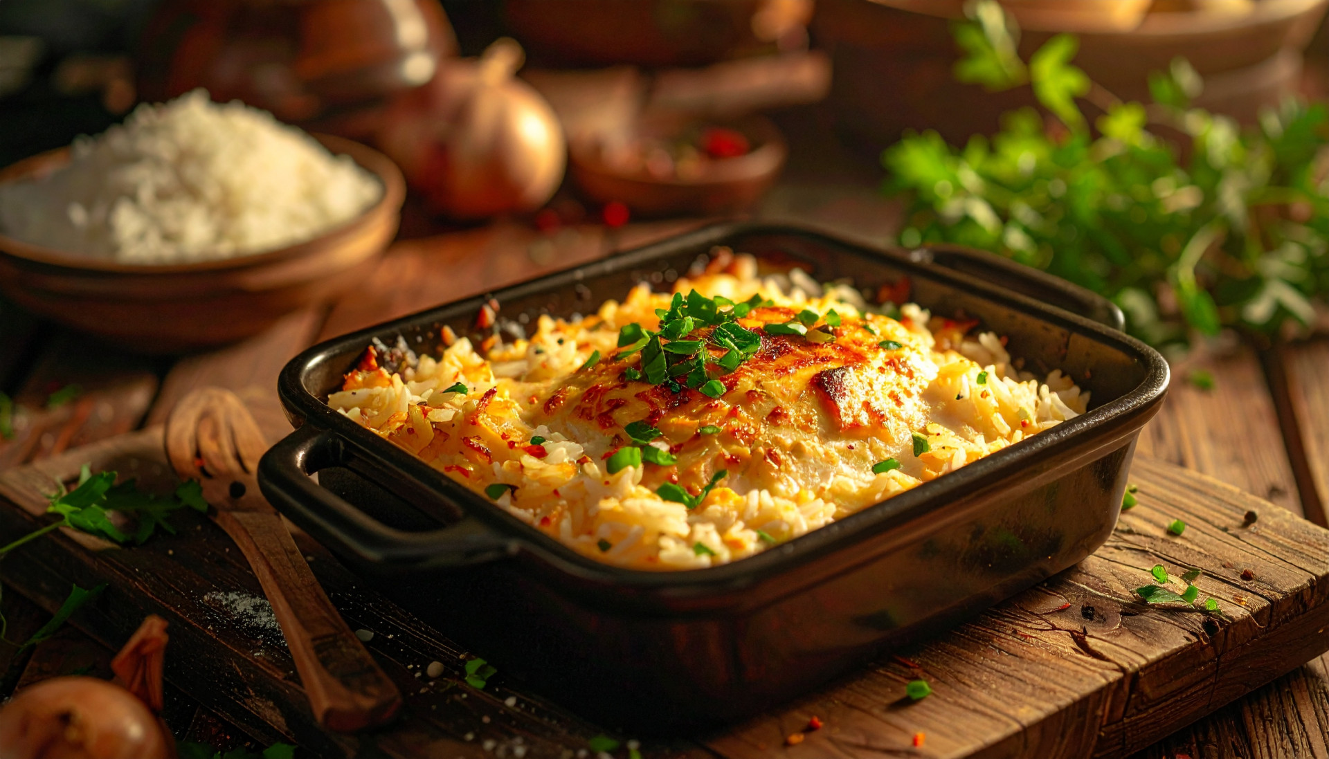 Creamy Rice & Chicken Bake