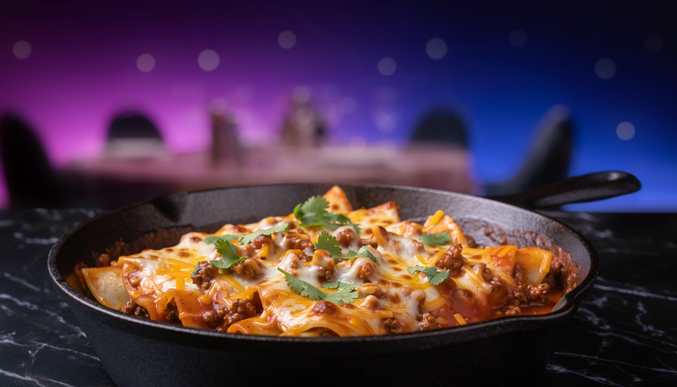 Cheesy Enchilada Beef Tortellini Skillet