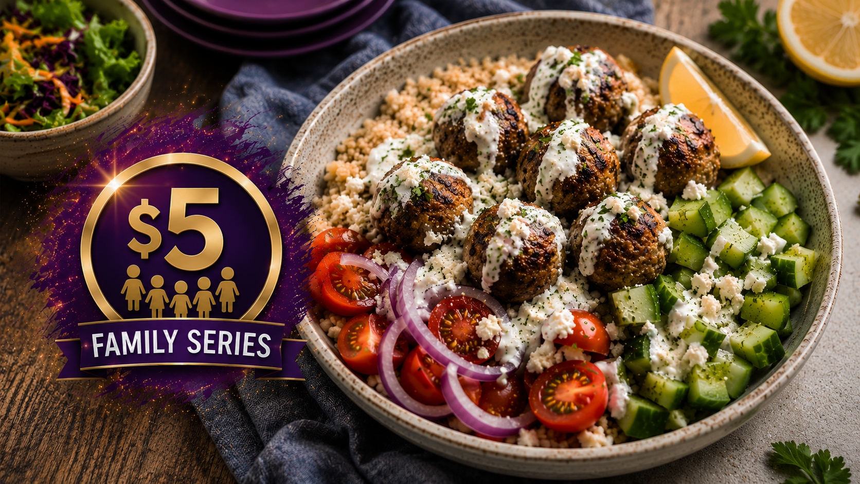 $5 Family Challenge: Greek Turkey Meatball Bowls