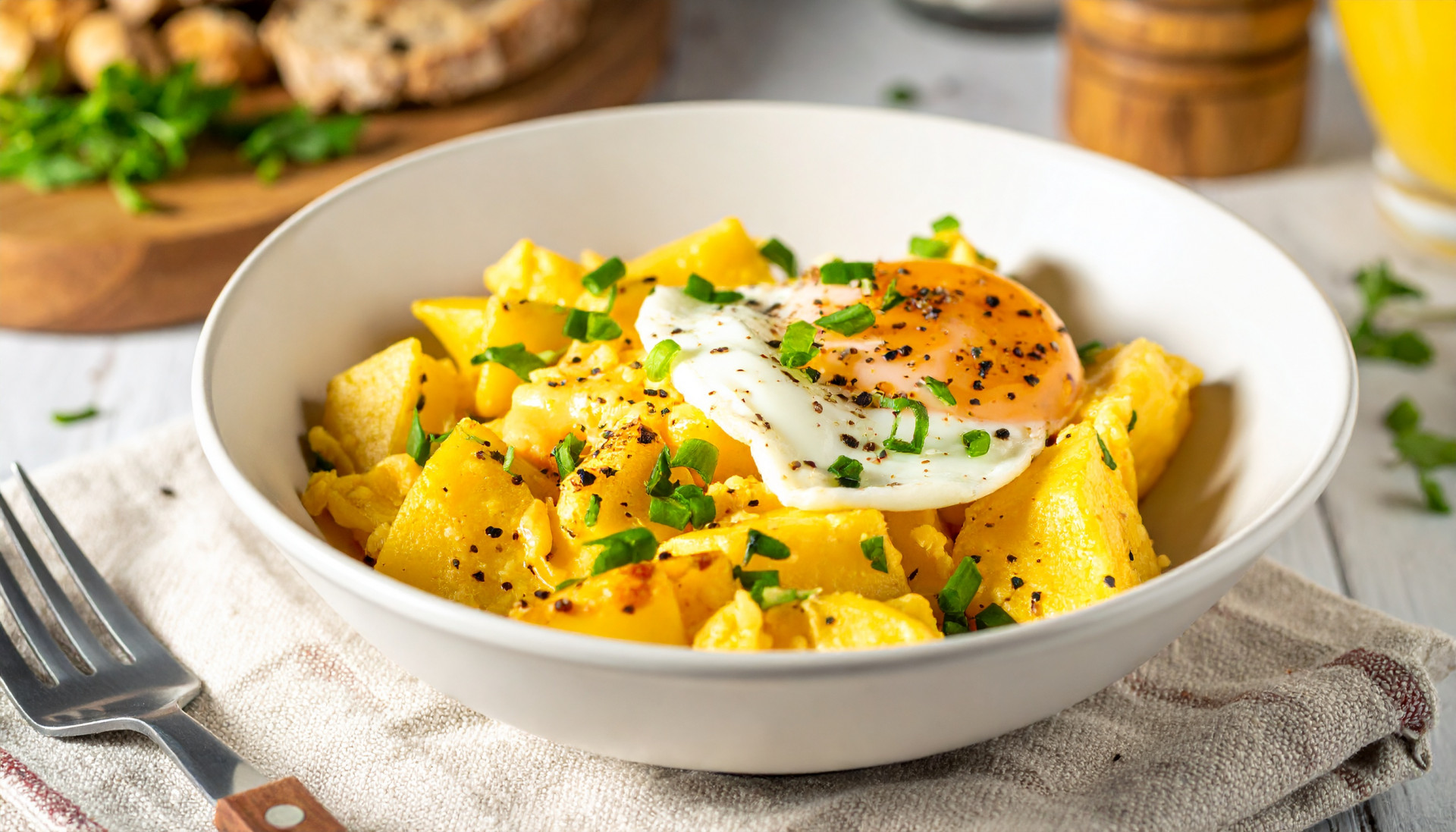 Cheesy Egg and Potato Breakfast Bowl