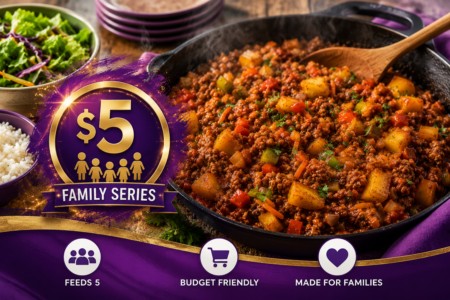 $5 Family Challenge: Turkey Veggie Sloppy Joe Skillet