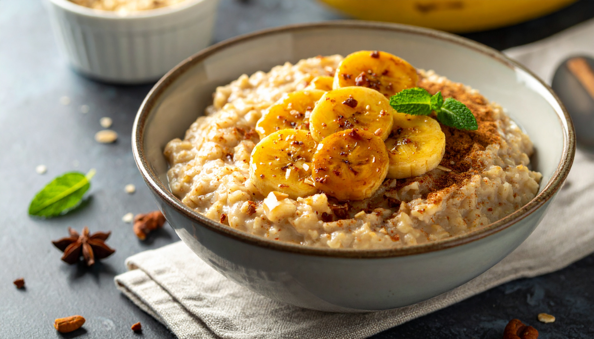 Brown Sugar Cinnamon Protein Oats with Caramelized Bananas