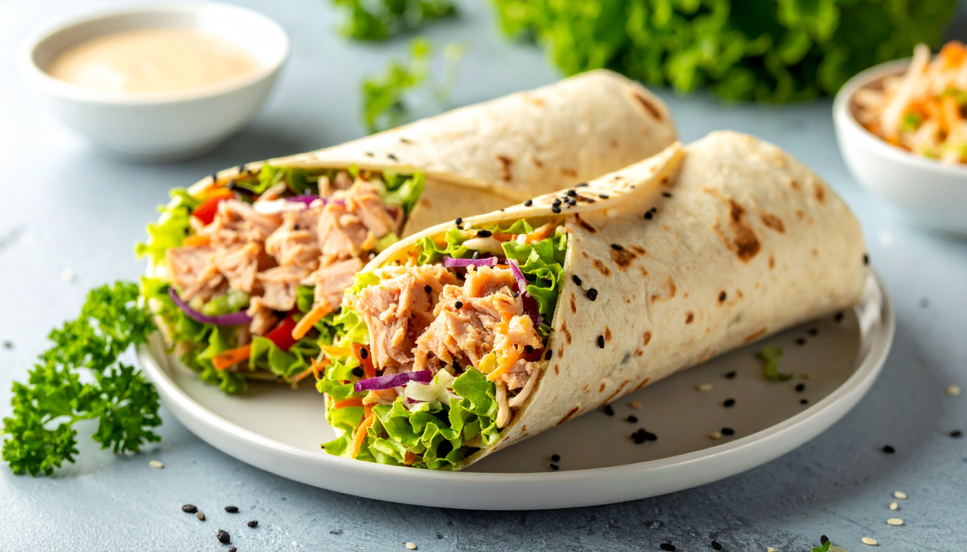 Spicy Tuna Crunch Wraps with Sesame Slaw