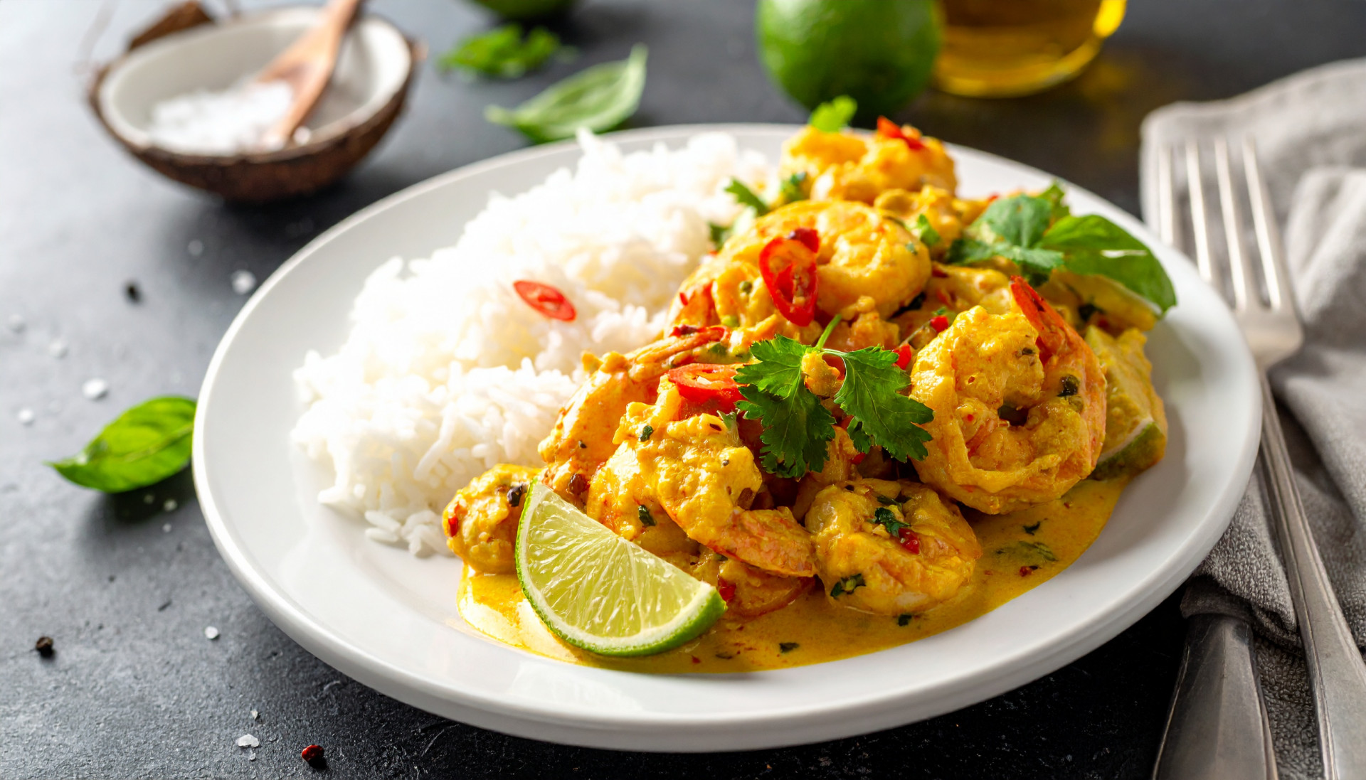 Coconut Lime Shrimp Curry with Jasmine Rice