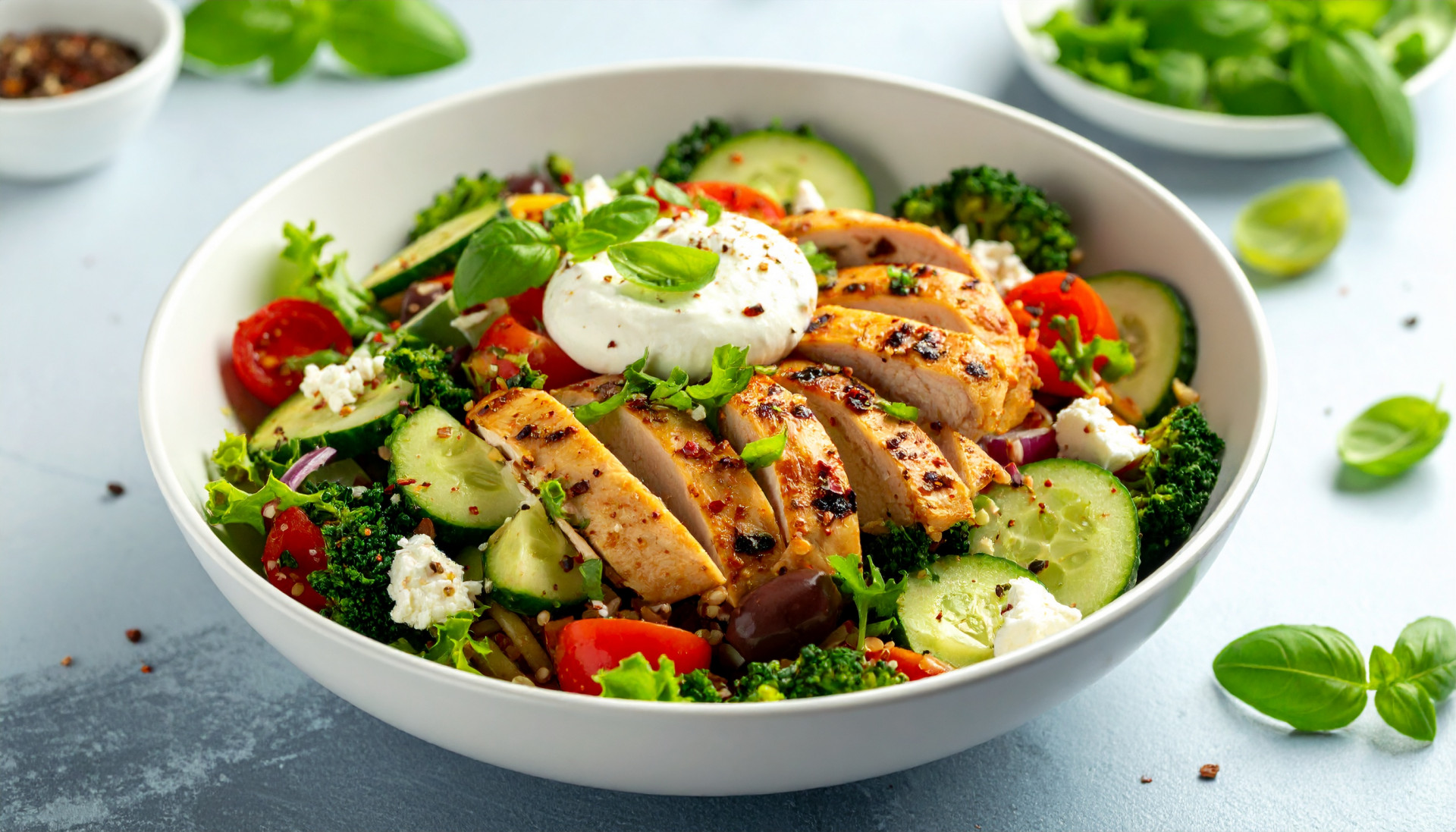 Mediterranean Chicken Bowls with Whipped Feta