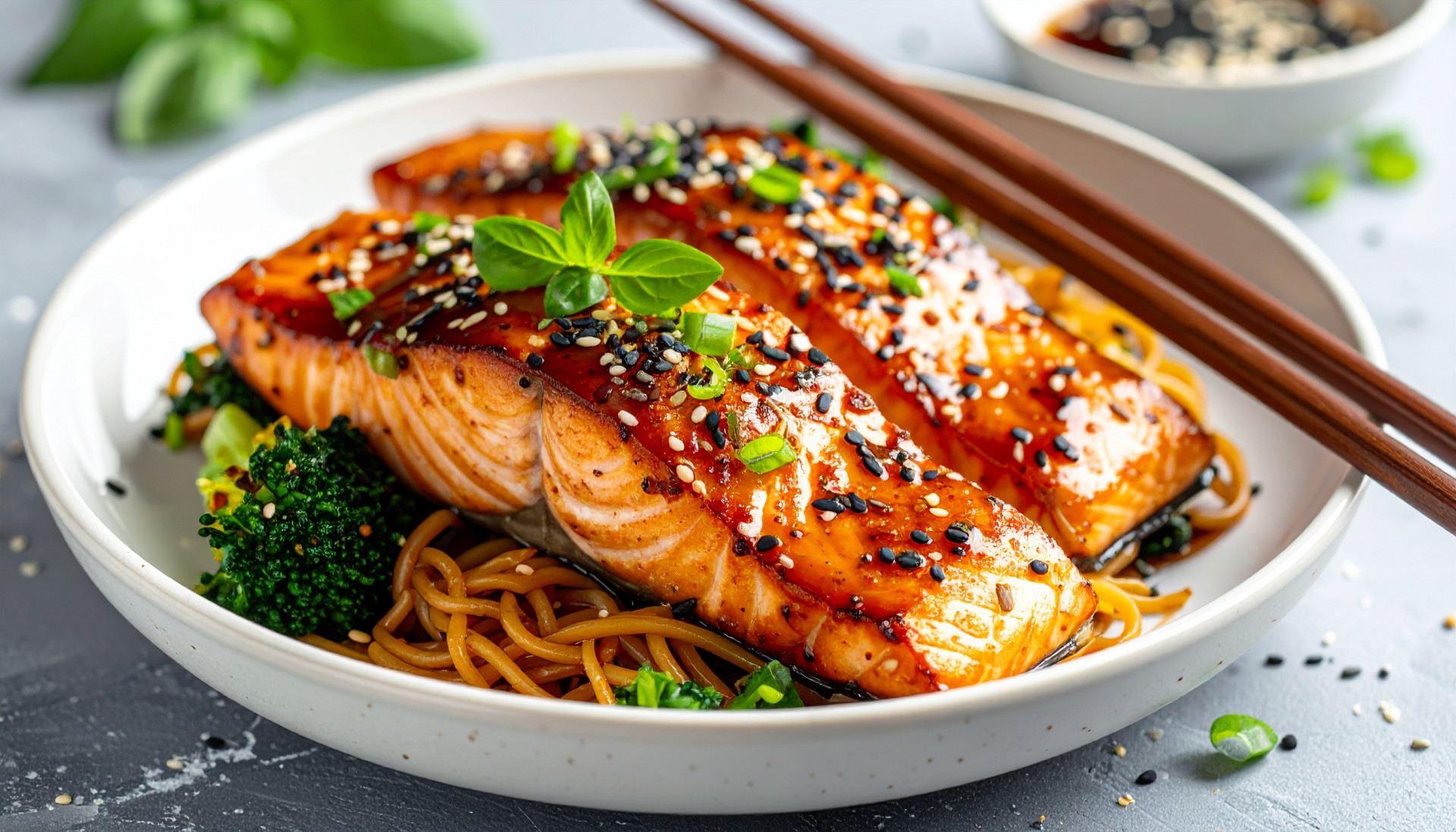 Miso Glazed Salmon with Sesame Noodles
