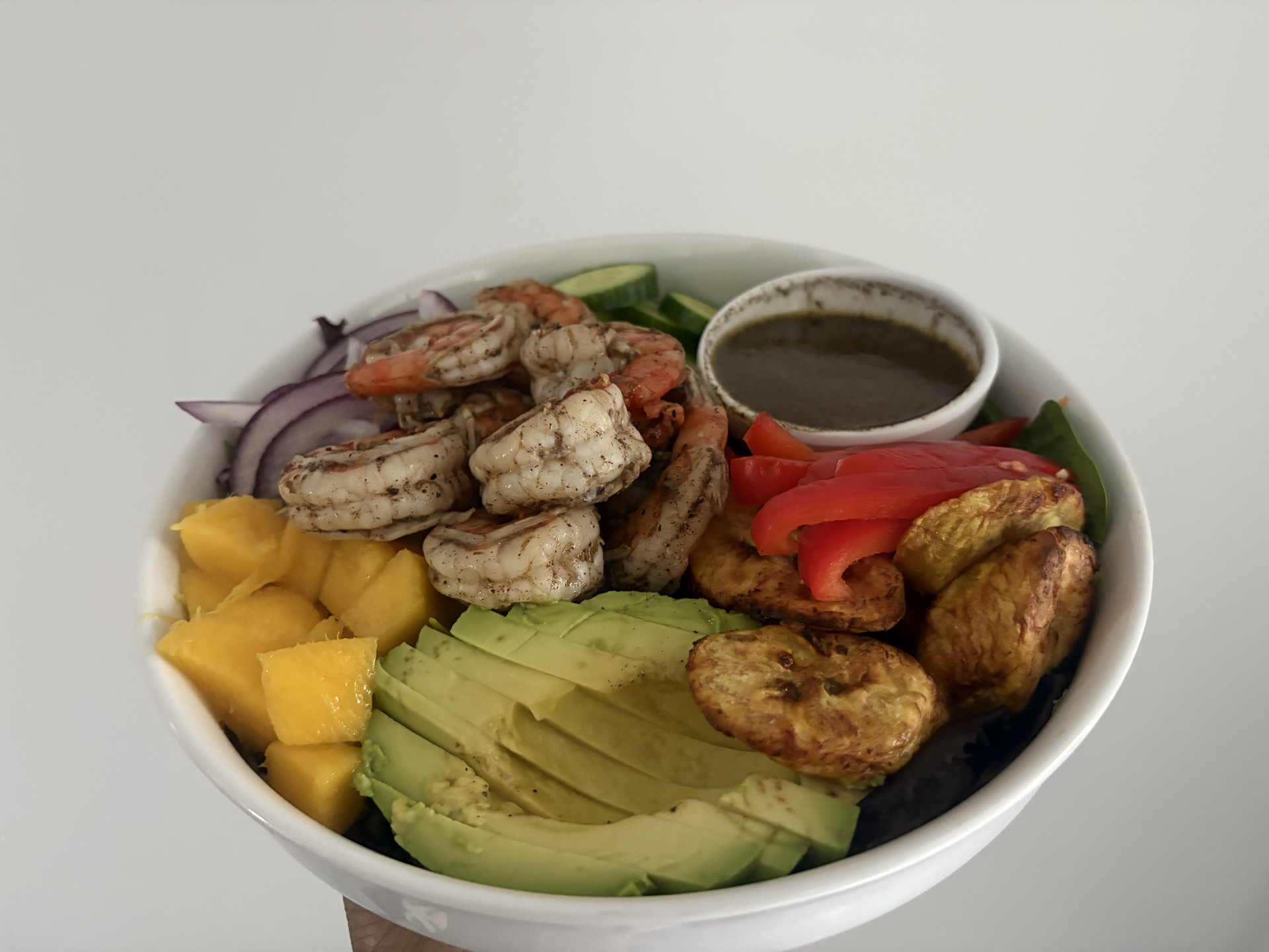Jerk Shrimp Salad with Sweet Plantains and Citrus Jerk Vinaigrette