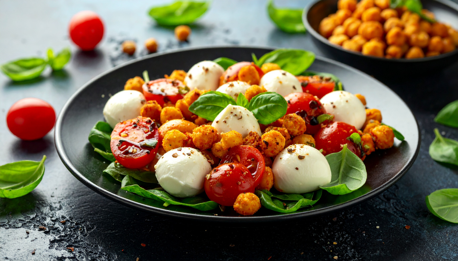 Mozzarella Crispy Chickpea Caprese
