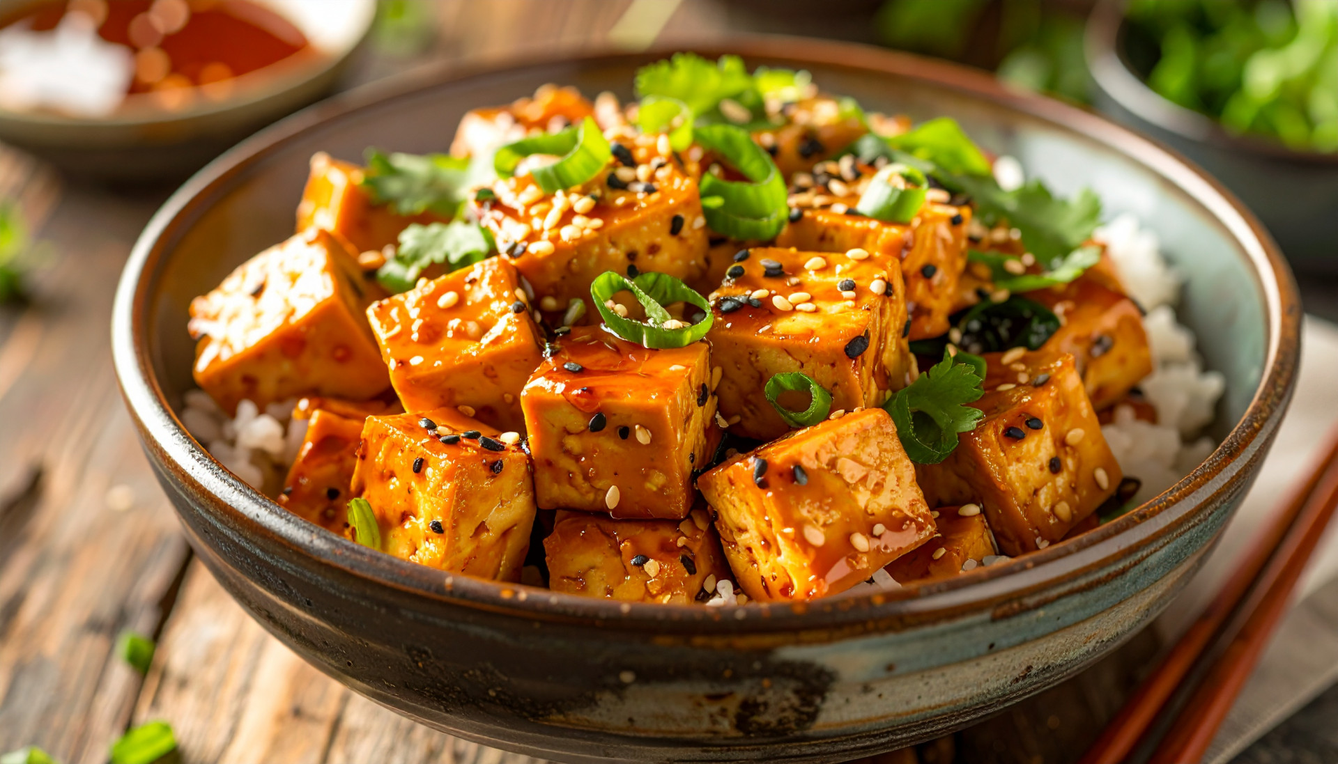 Sticky Soy Maple Tofu Bowl