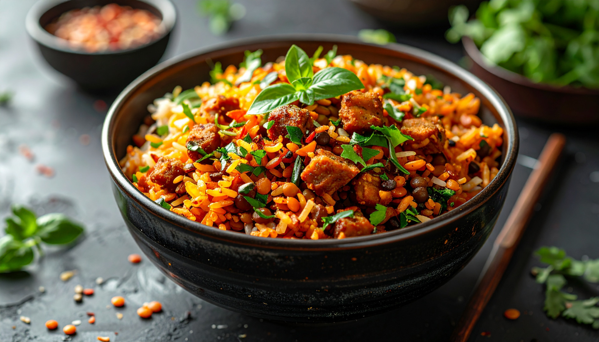 Crispy Lentil Rice Bowl