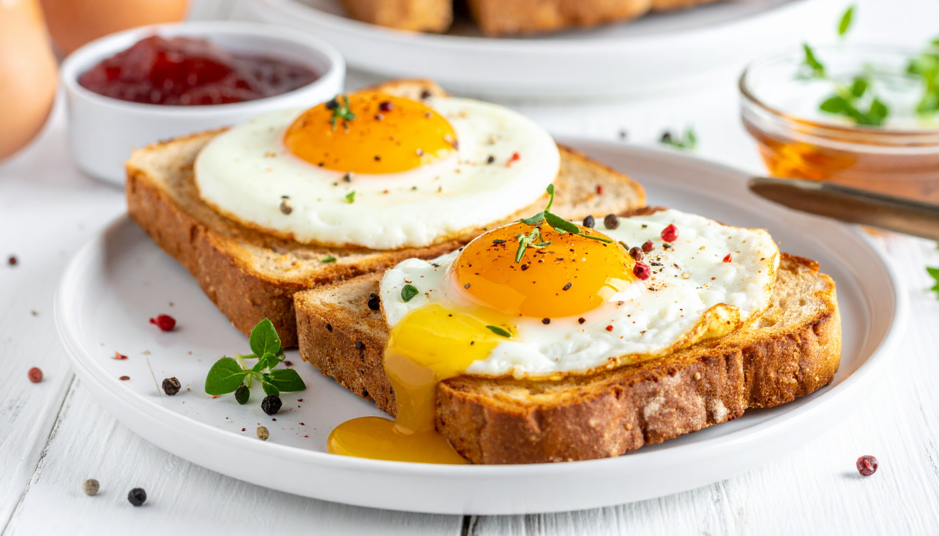 Jammy Egg Toast with Honey and Pepper