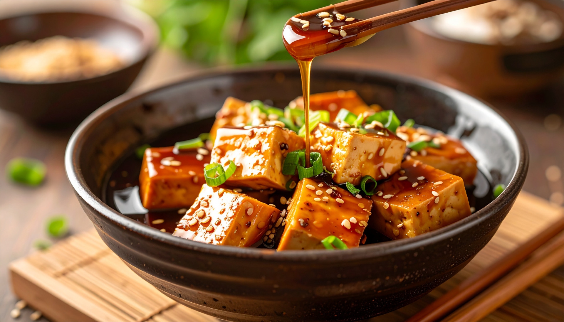 Sticky Soy Honey Tofu Bowl