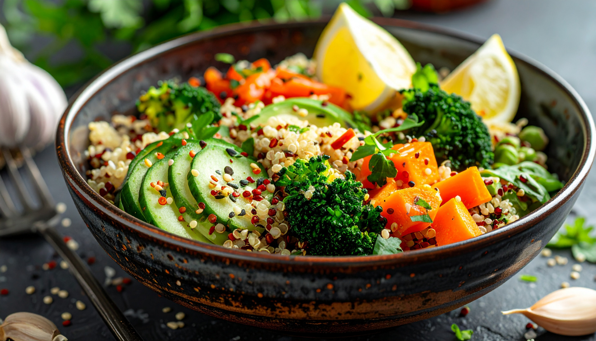 Garlic Quinoa Veg Bowl