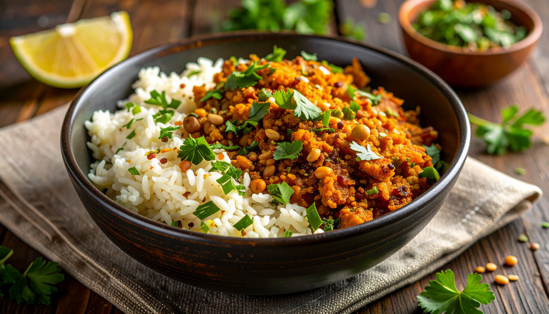 Crispy Lentils Rice Bowl