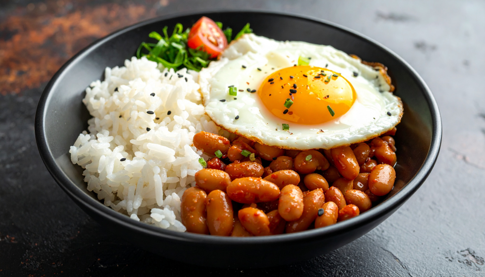 Egg Bean Rice Bowl