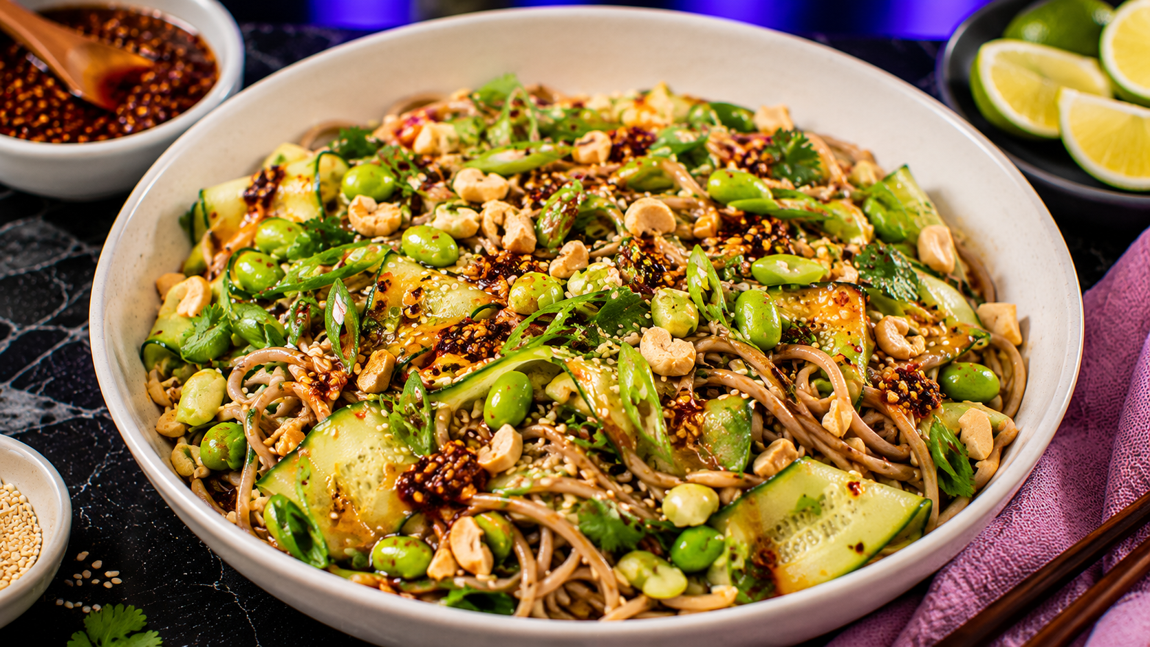 Chili Crisp Cucumber Soba Noodle Salad