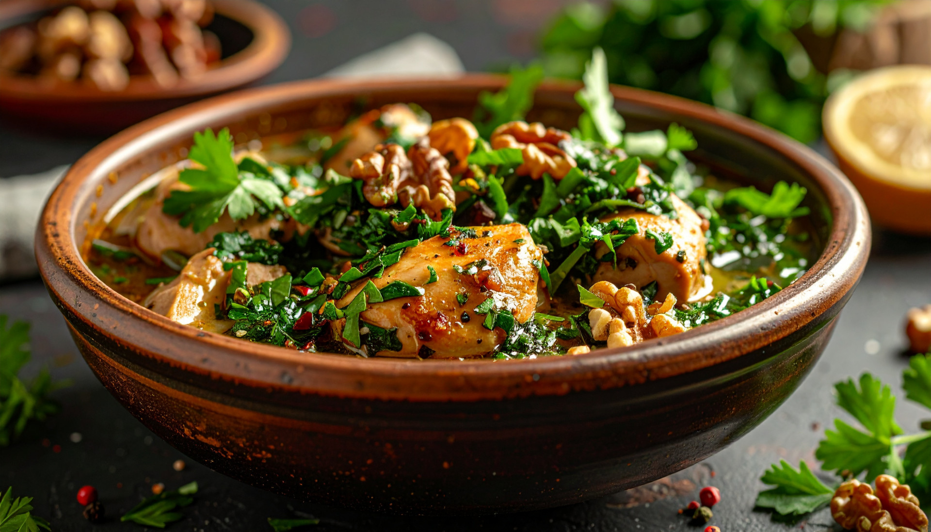 Georgian-Inspired Walnut Herb Chicken Bowl