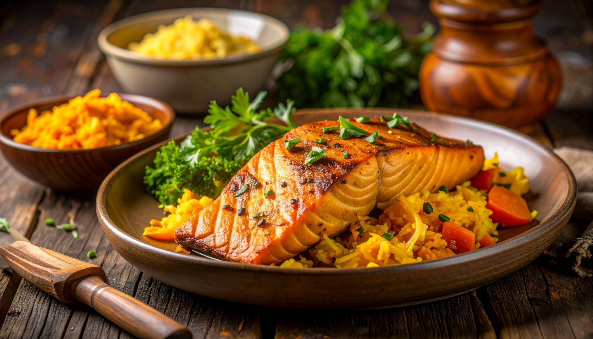 Ethiopian-Inspired Turmeric Salmon with Roasted Cabbage & Carrots