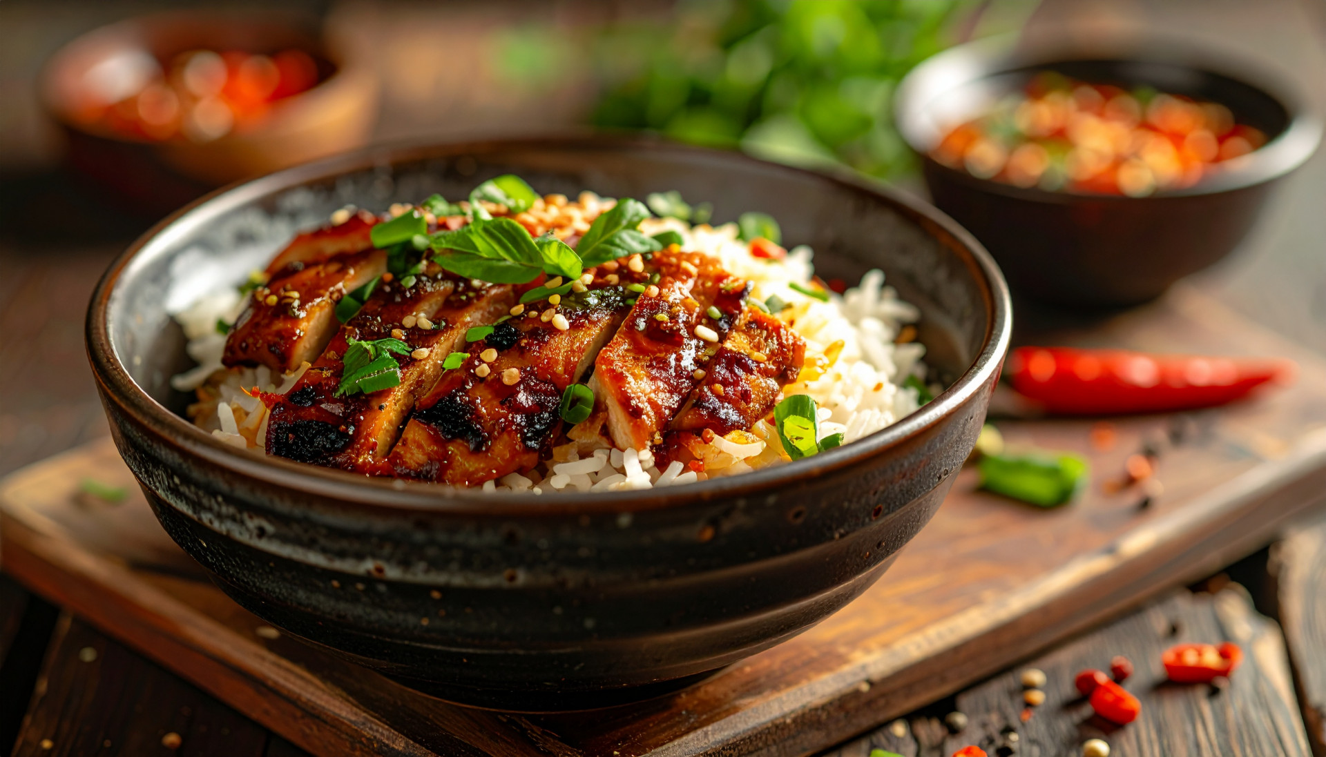 Air Fryer Chicken Adobo Rice Bowls
