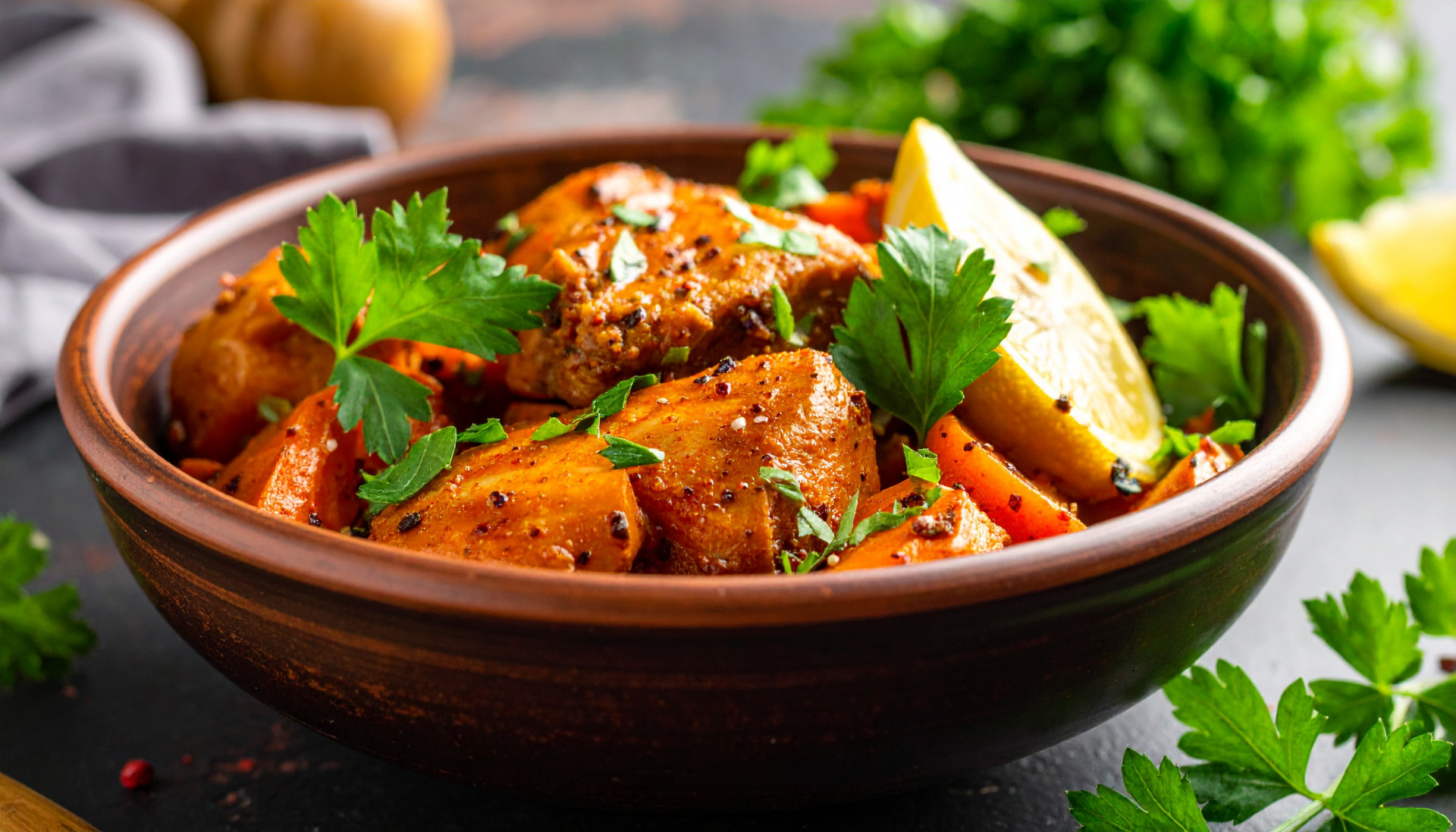 Moroccan-Spiced Chicken & Roasted Carrot Bowls