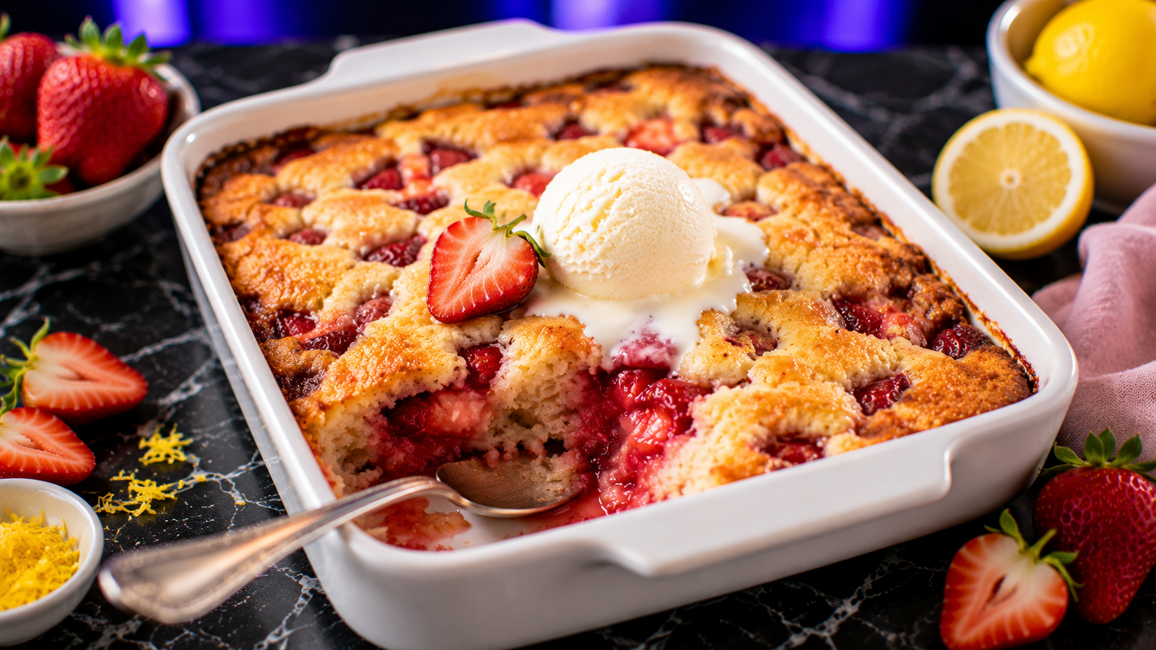 The Easiest Summer Strawberry Cobbler
