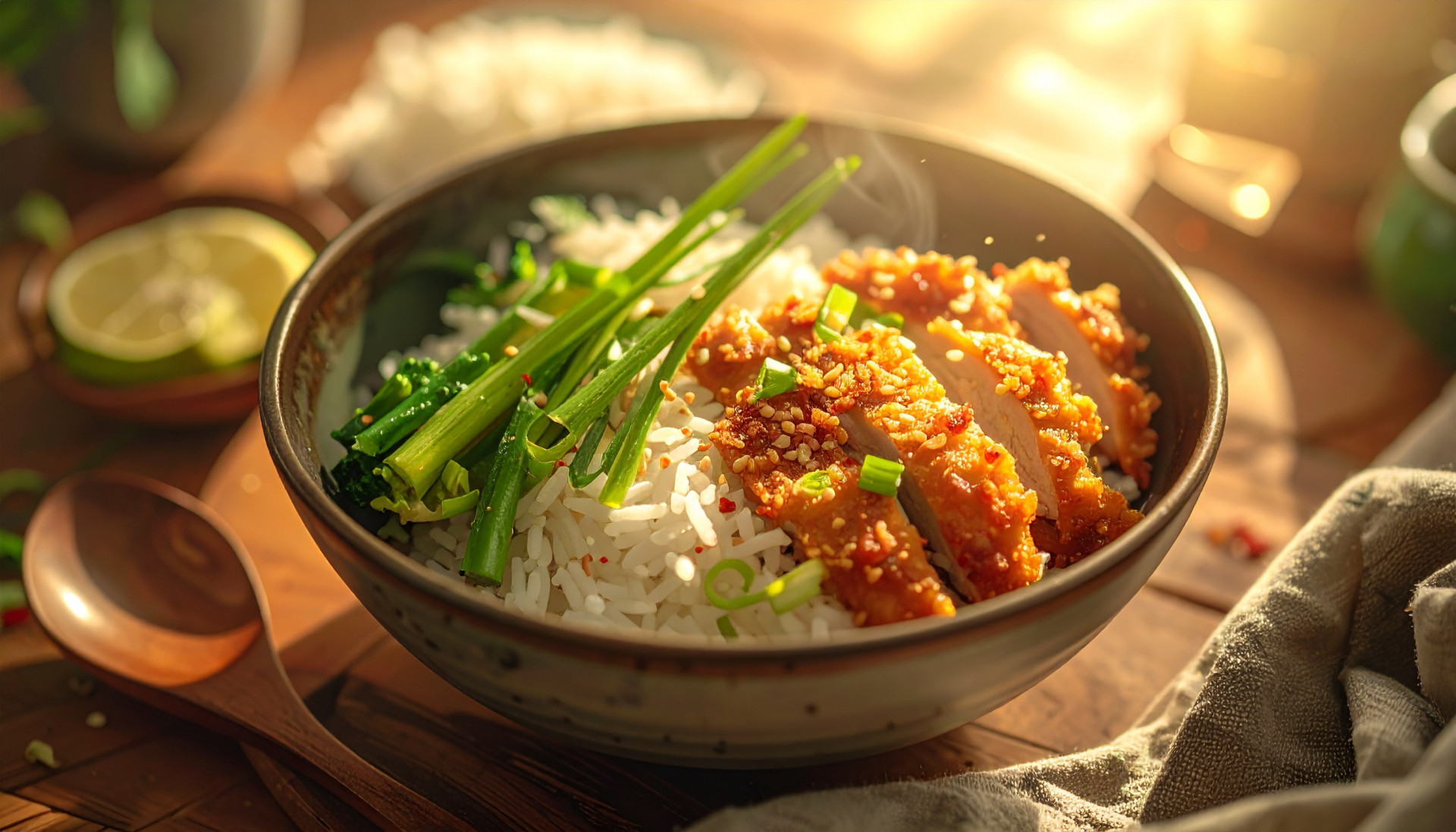 Air Fryer Lemongrass Chicken Rice Bowls
