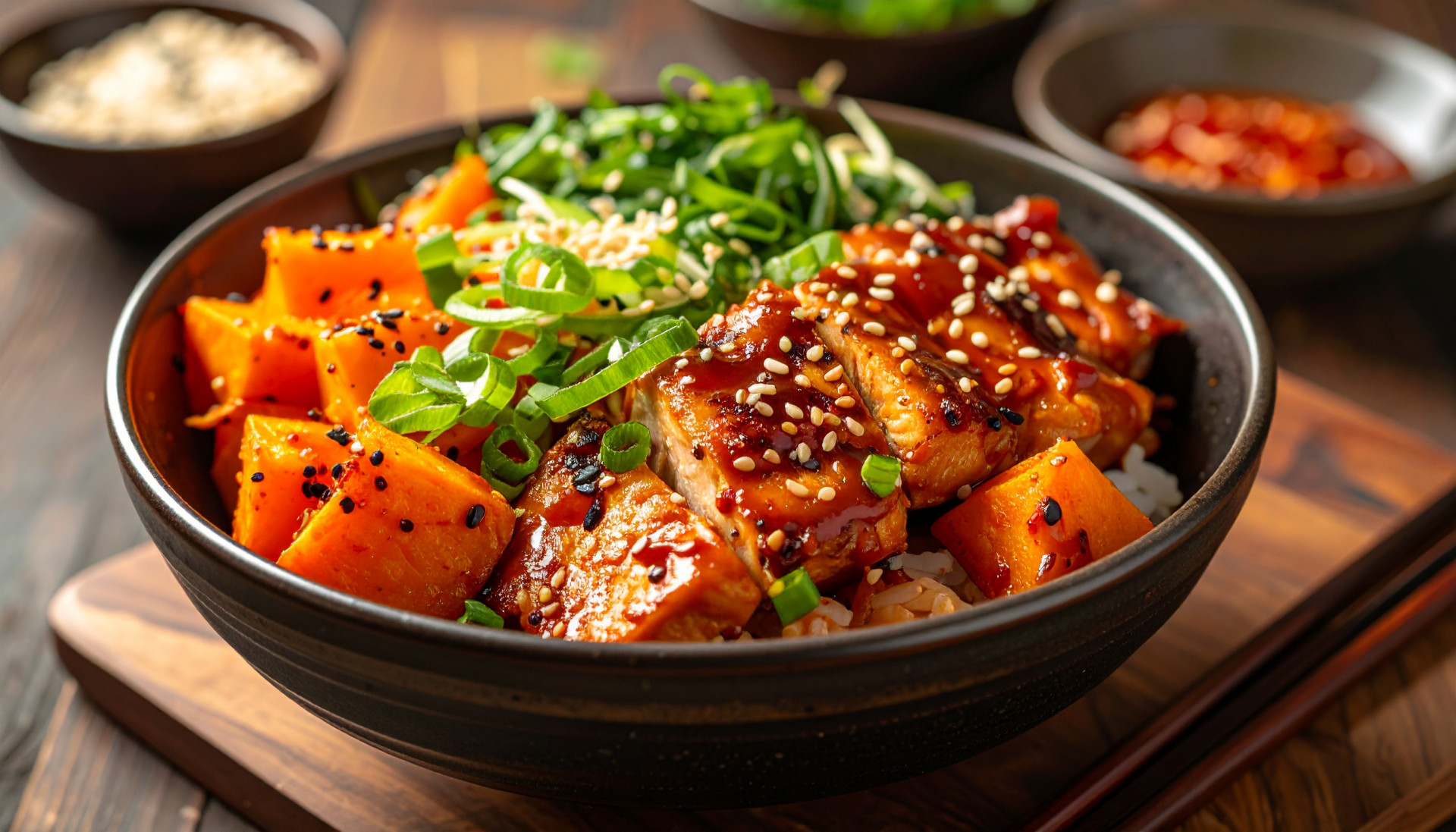 Korean BBQ Chicken Sweet Potato Bowl