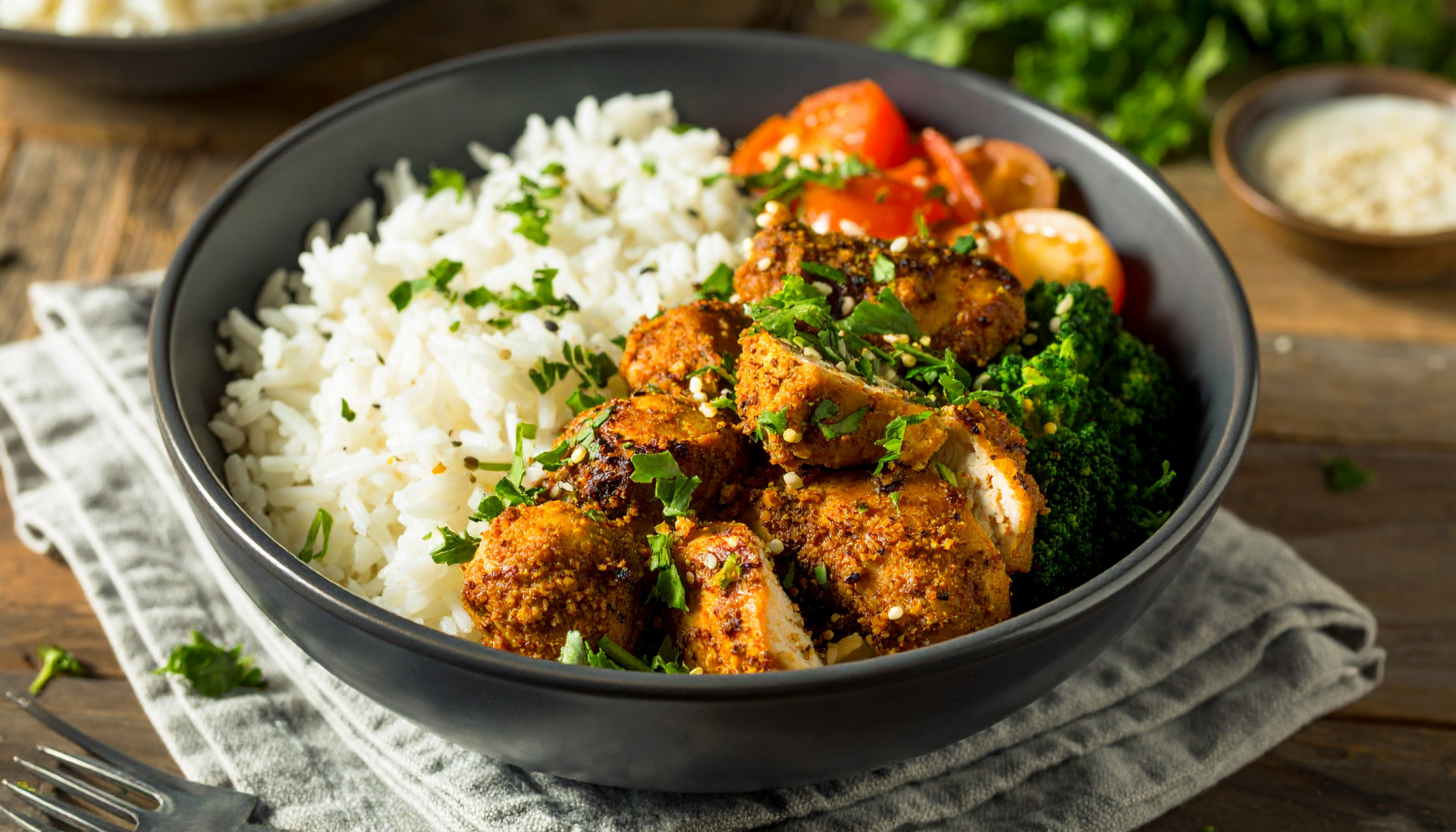 Air Fryer Dukkah Chicken Rice Bowls