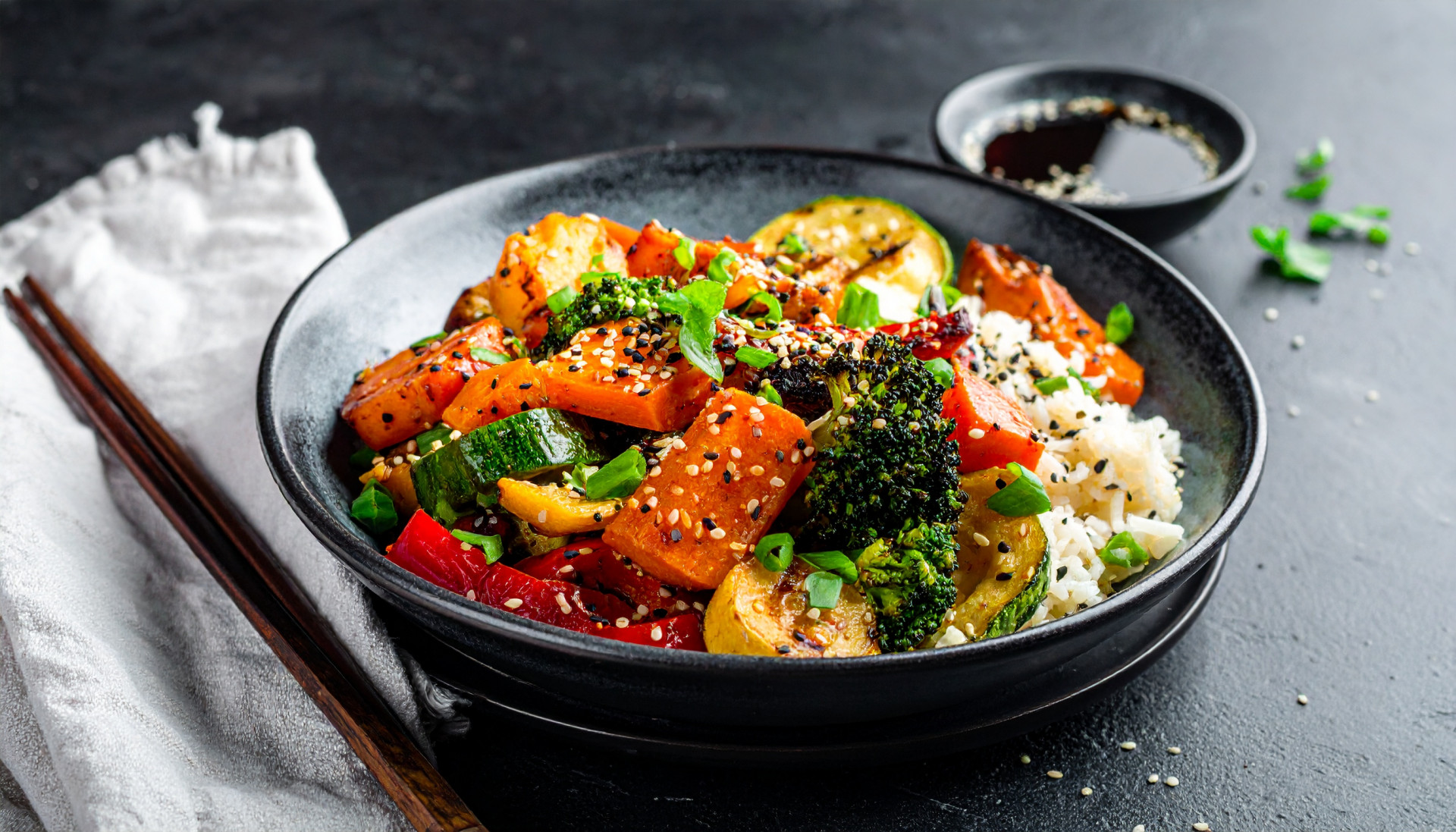 Sesame Roasted Vegetables & Rice