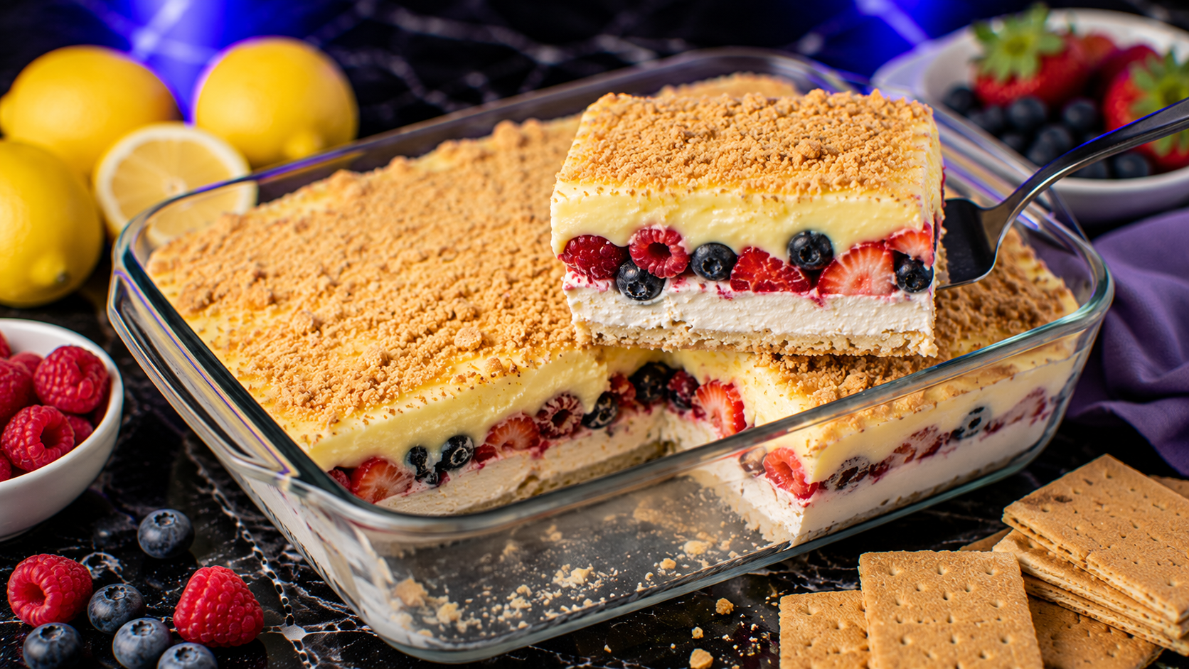 Lemon Berry No-Bake Cheesecake