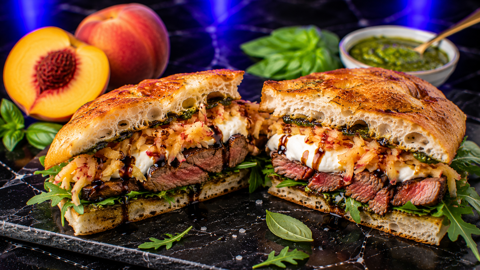 Peach & Pesto Steak Sandwich
