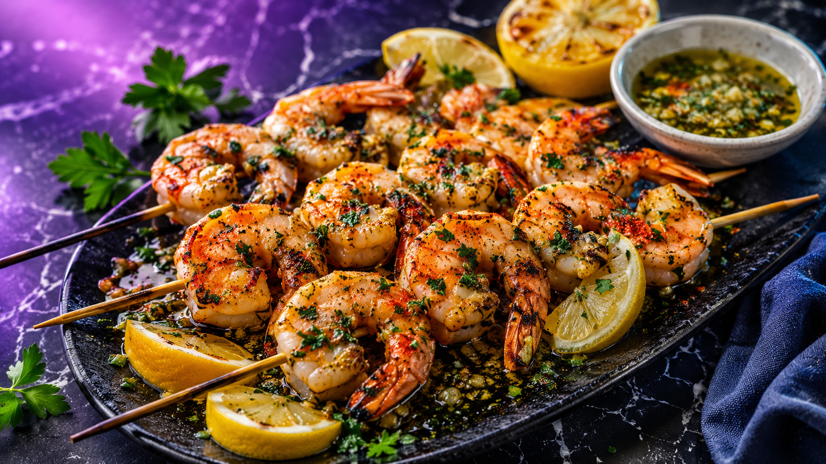 Grilled Garlic Butter & Parsley Prawns