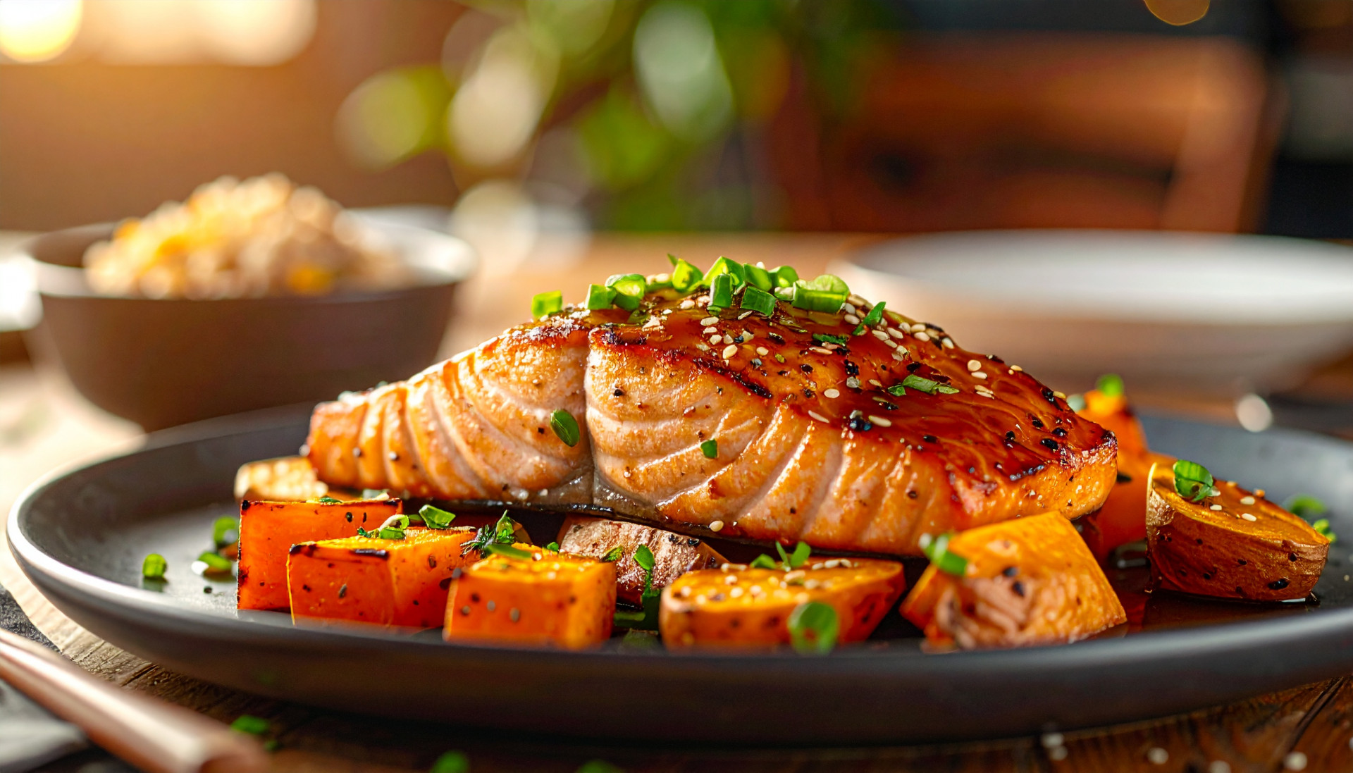 Miso Glazed Salmon & Sweet Potatoes