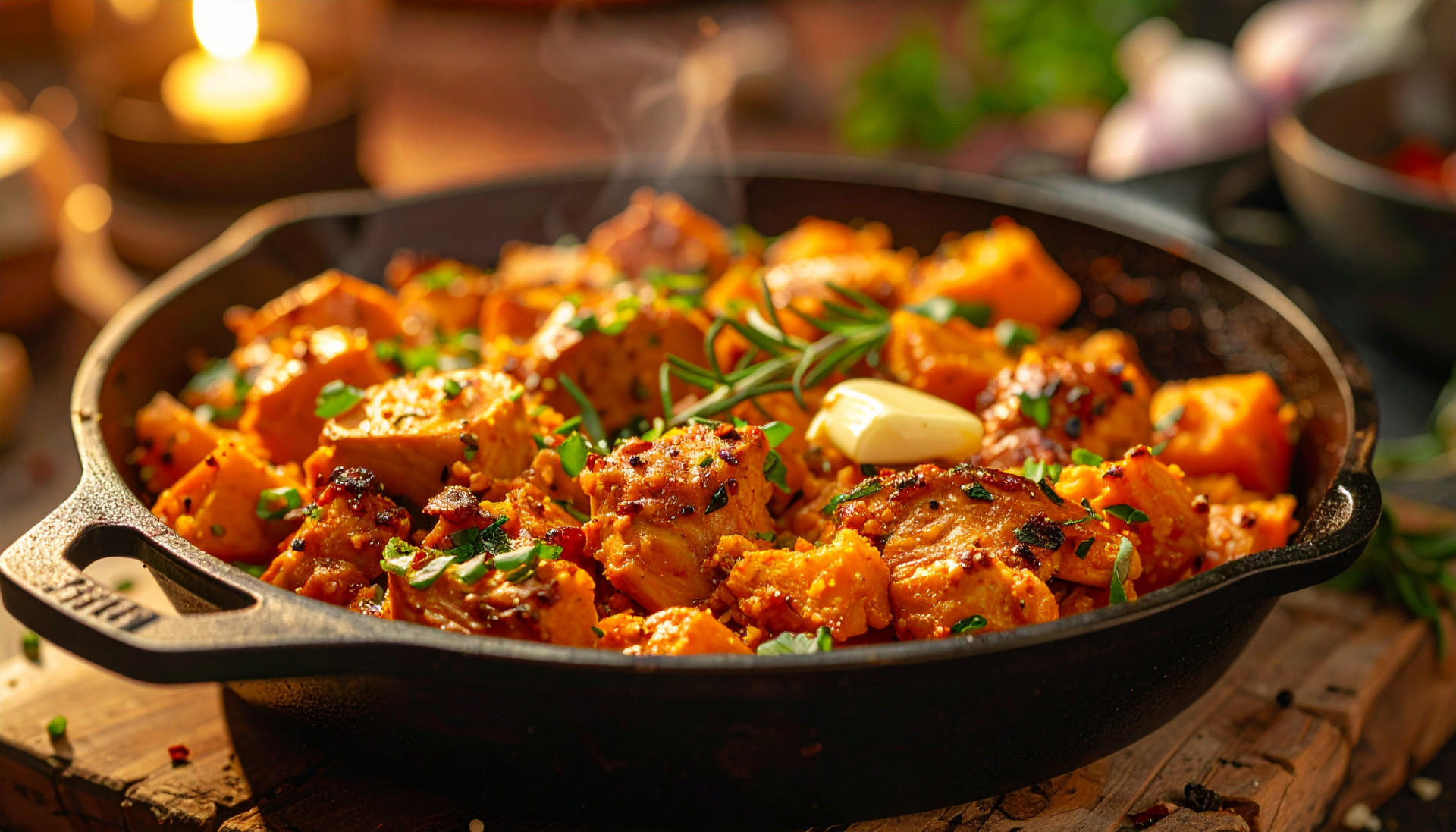 Garlic Turkey Sweet Potato Skillet