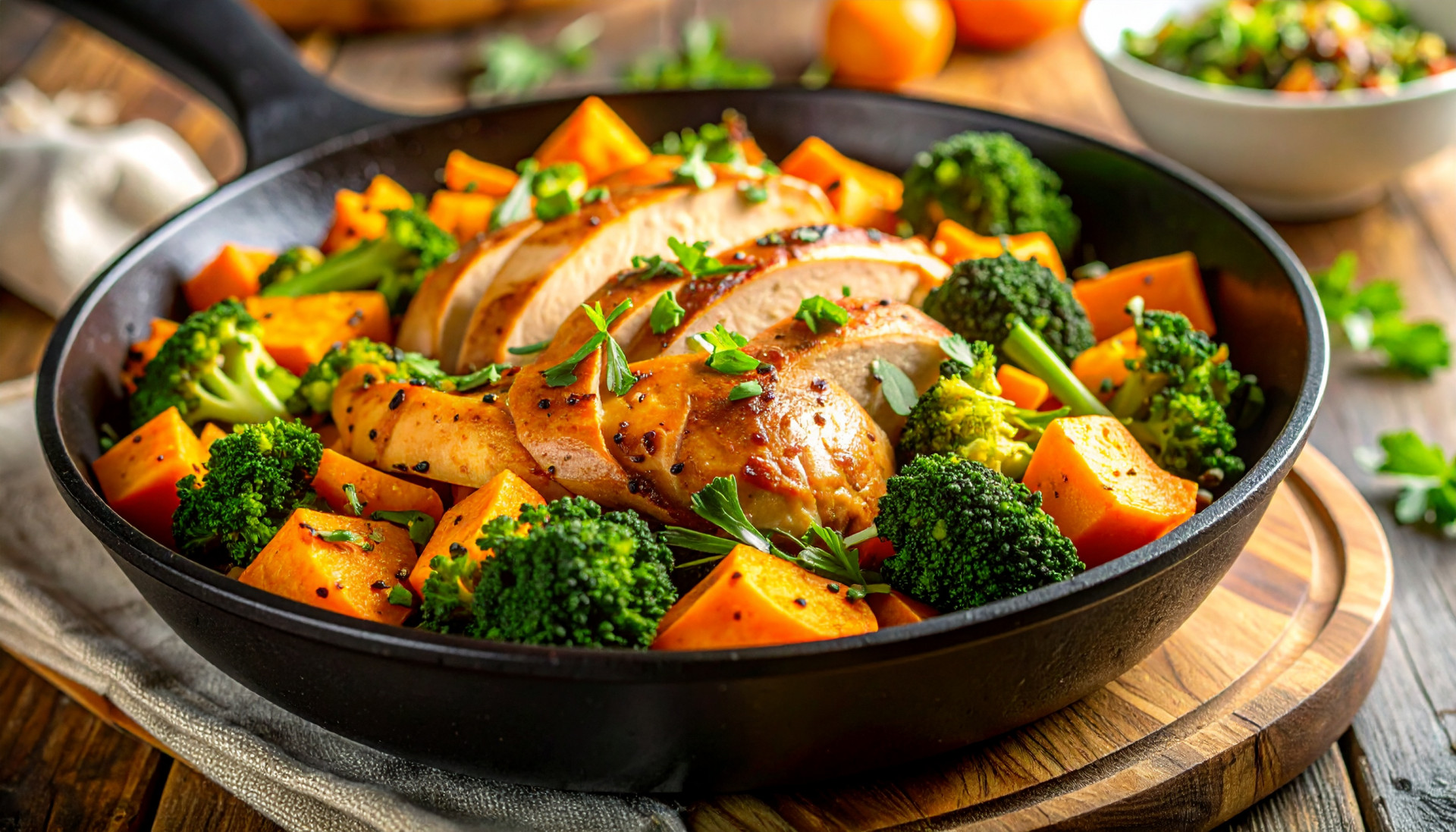 Turkey Sweet Potato Broccoli Skillet