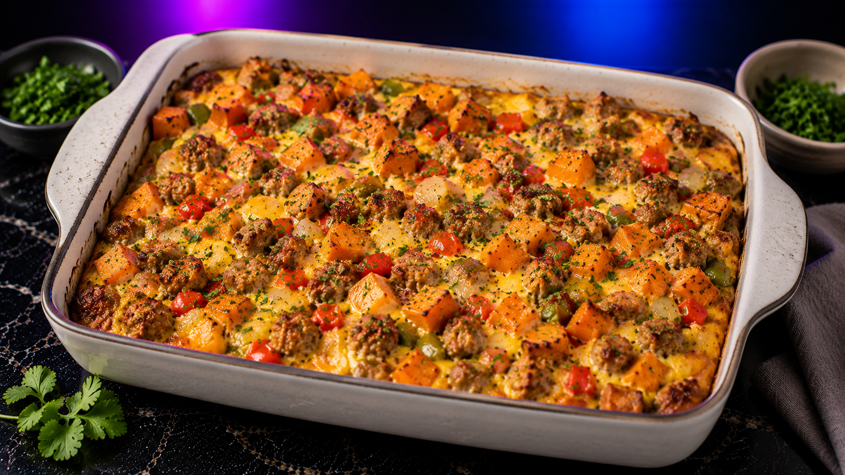 Turkey Sausage & Sweet Potato Breakfast Casserole