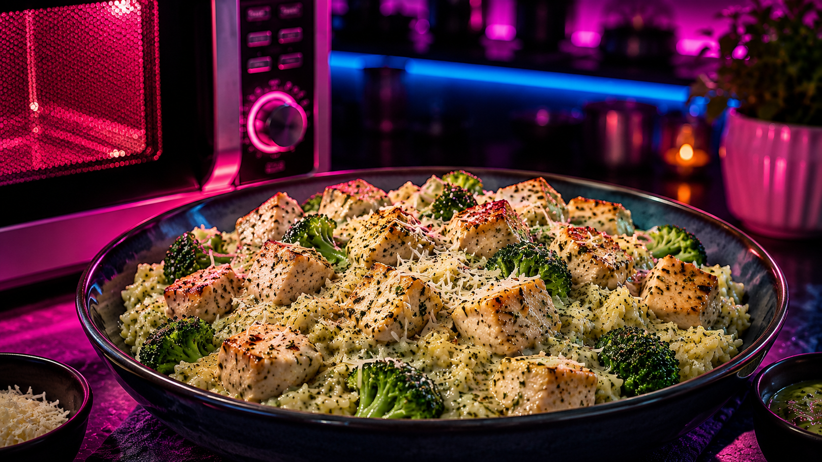 Microwave Meal System: Creamy Pesto Chicken & Rice Bowl