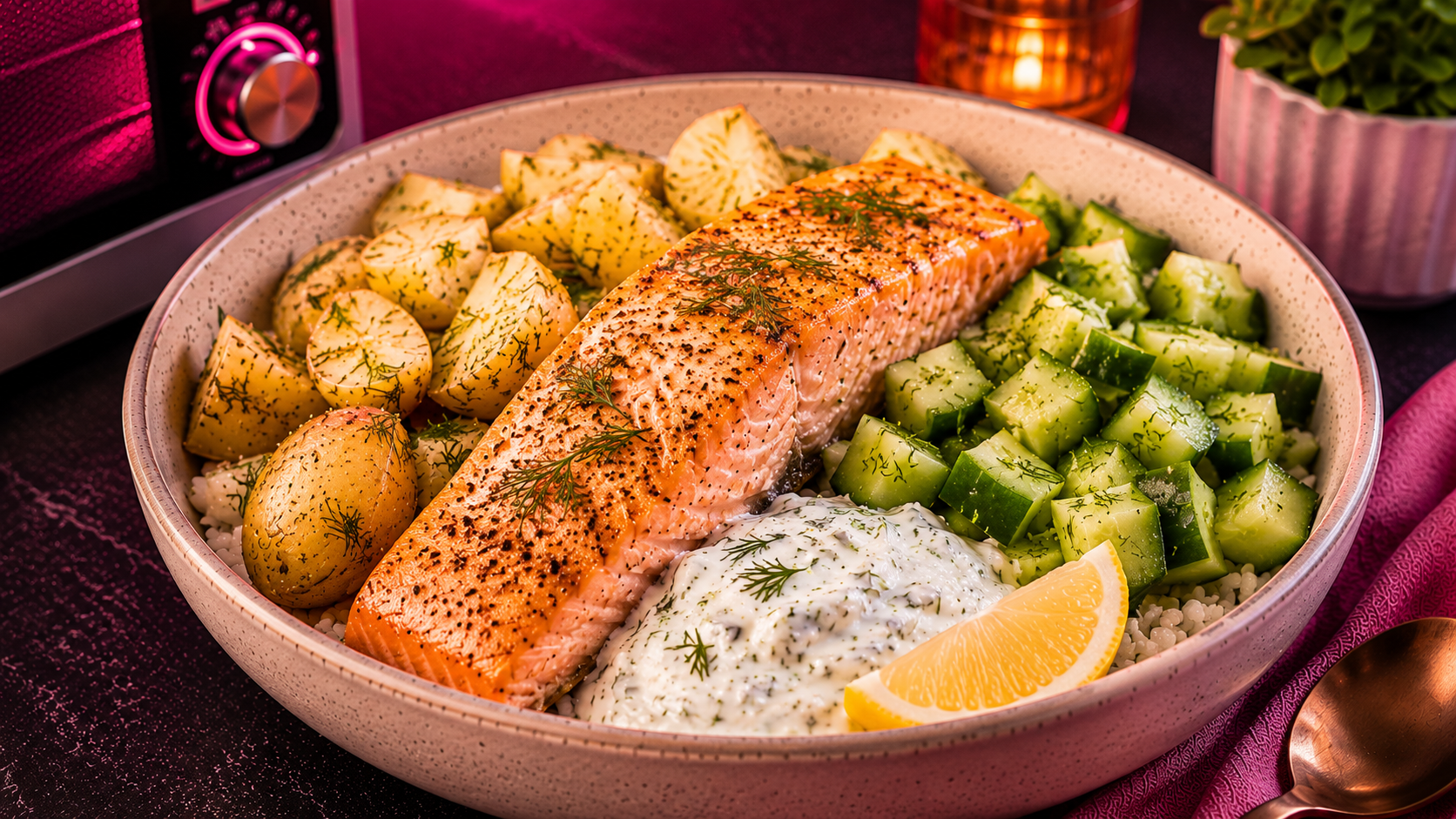 Microwave Meal System: Lemon Dill Salmon Wellness Bowl