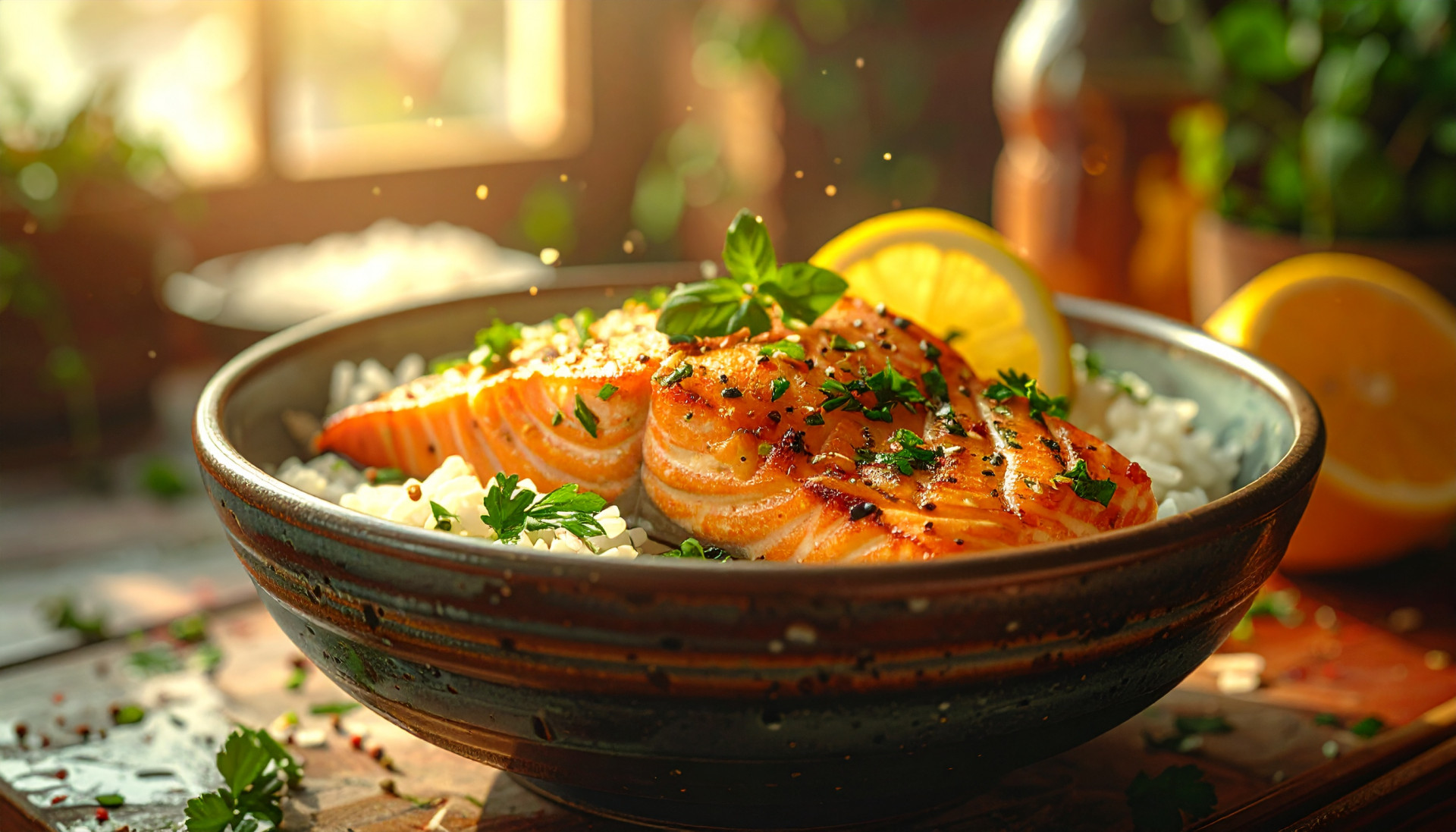 Lemon Garlic Salmon Bowl