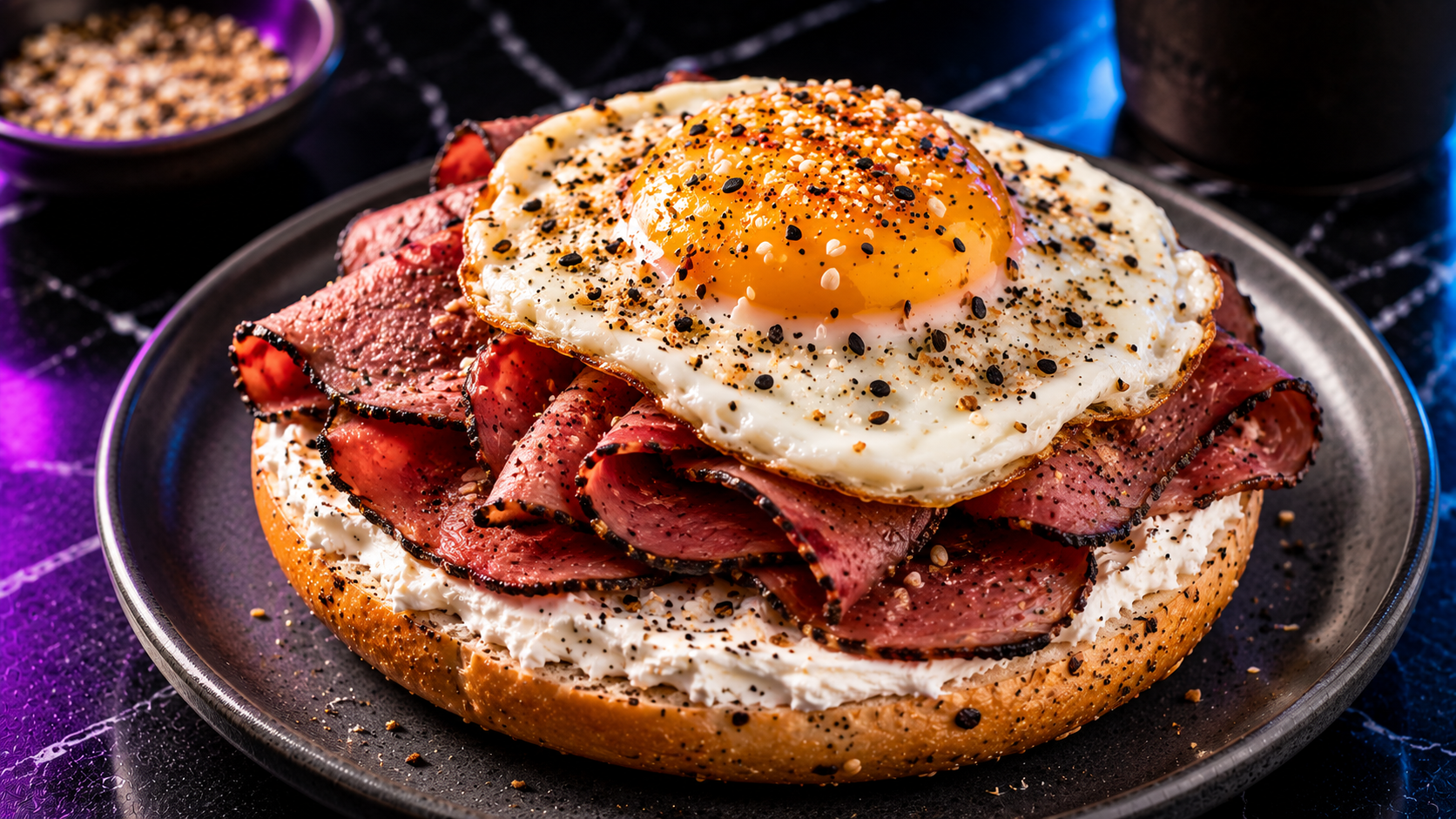 The Santa Monica House Open Faced Bagel