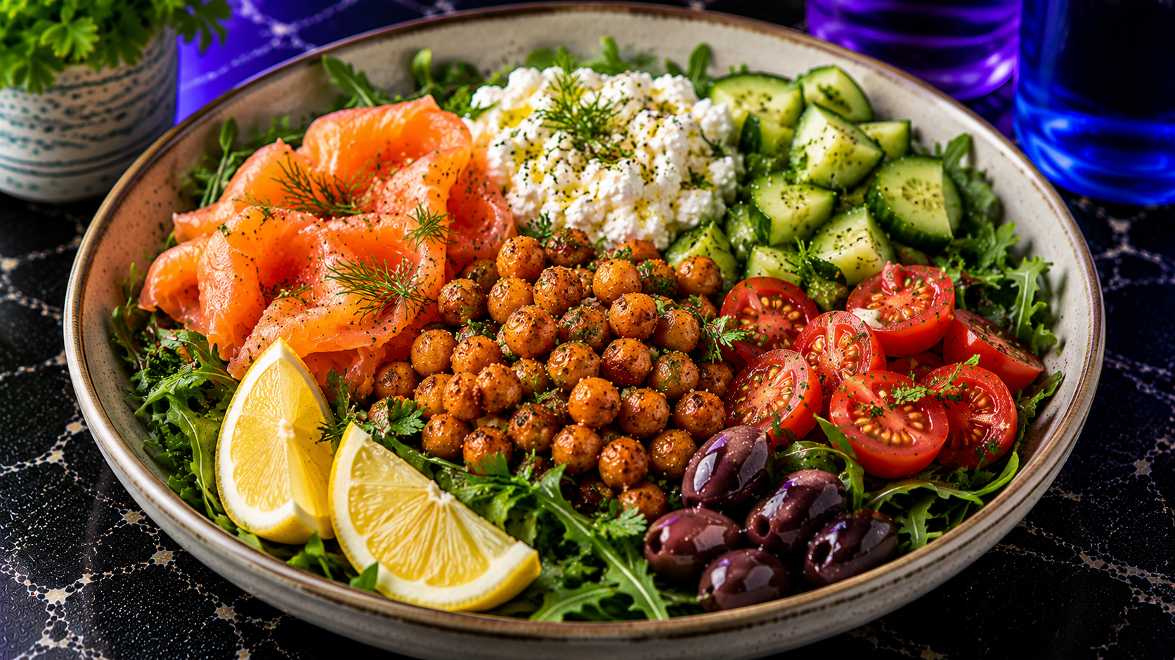 Smoked Salmon & Crispy Chickpea Protein Salad