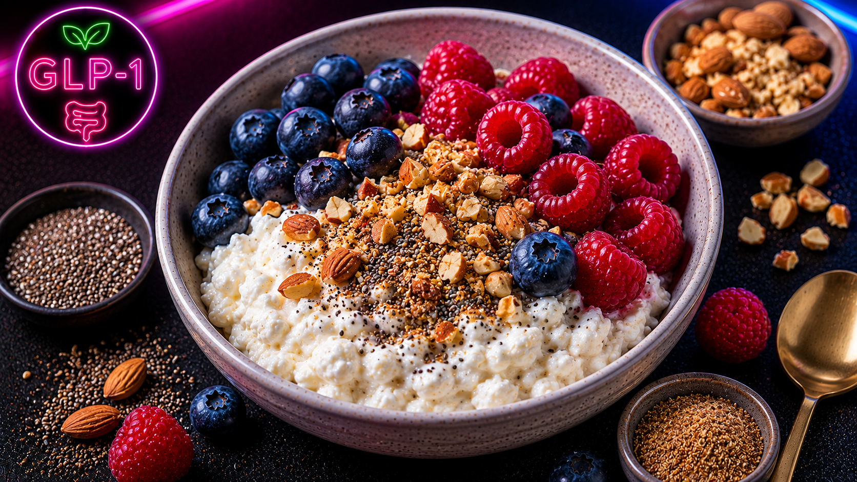 Natural GLP-1 Foods:  Cottage Cheese Berry Crunch Bowl