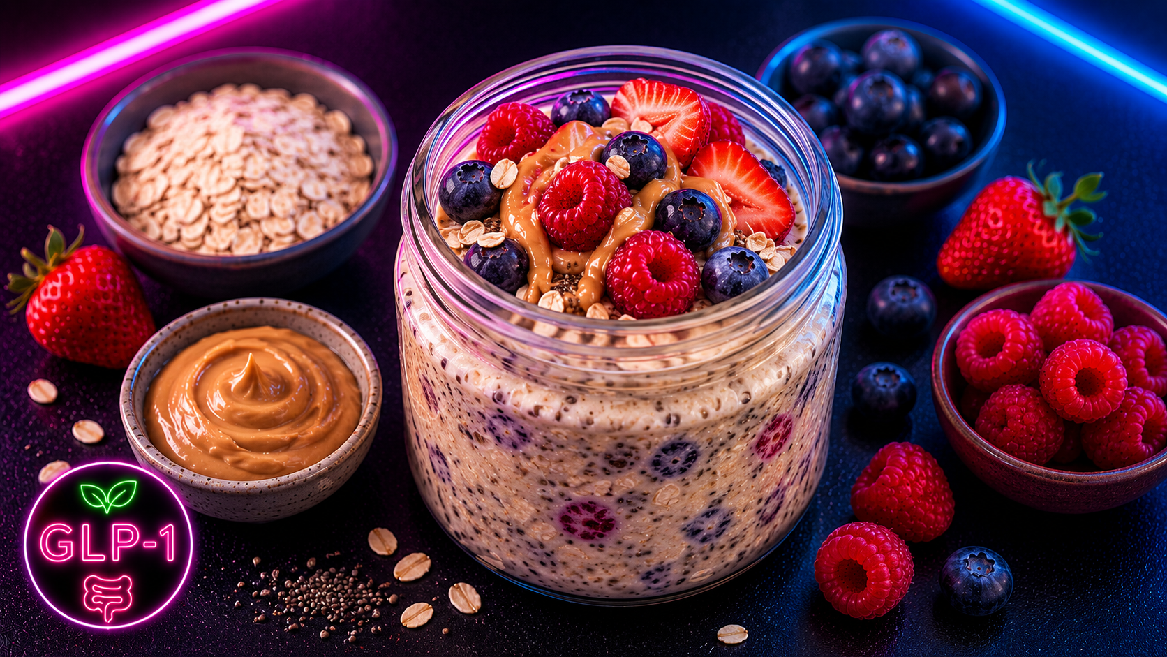 Natural GLP-1 Recipe: Peanut Butter Berry Overnight Oats