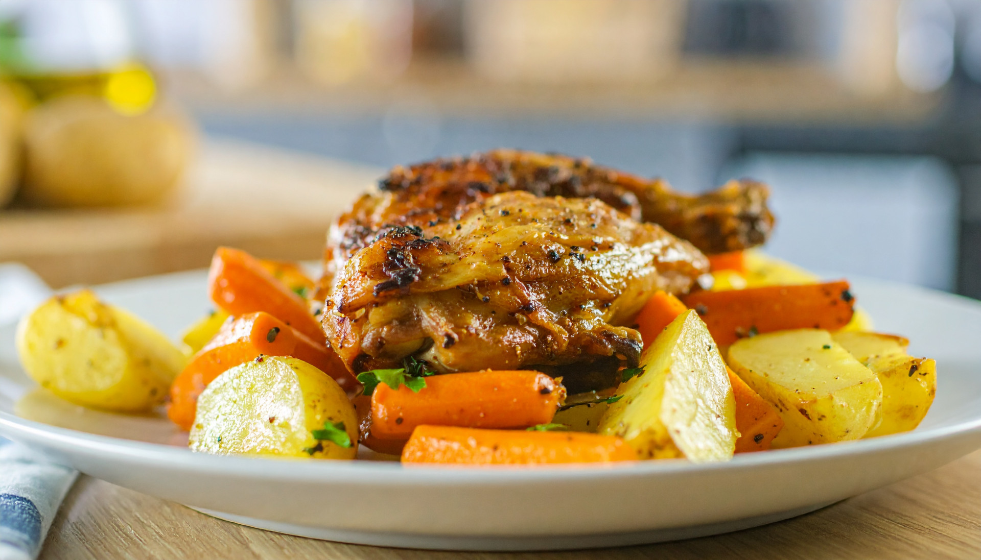 Paprika Chicken with Roasted Potatoes and Carrots